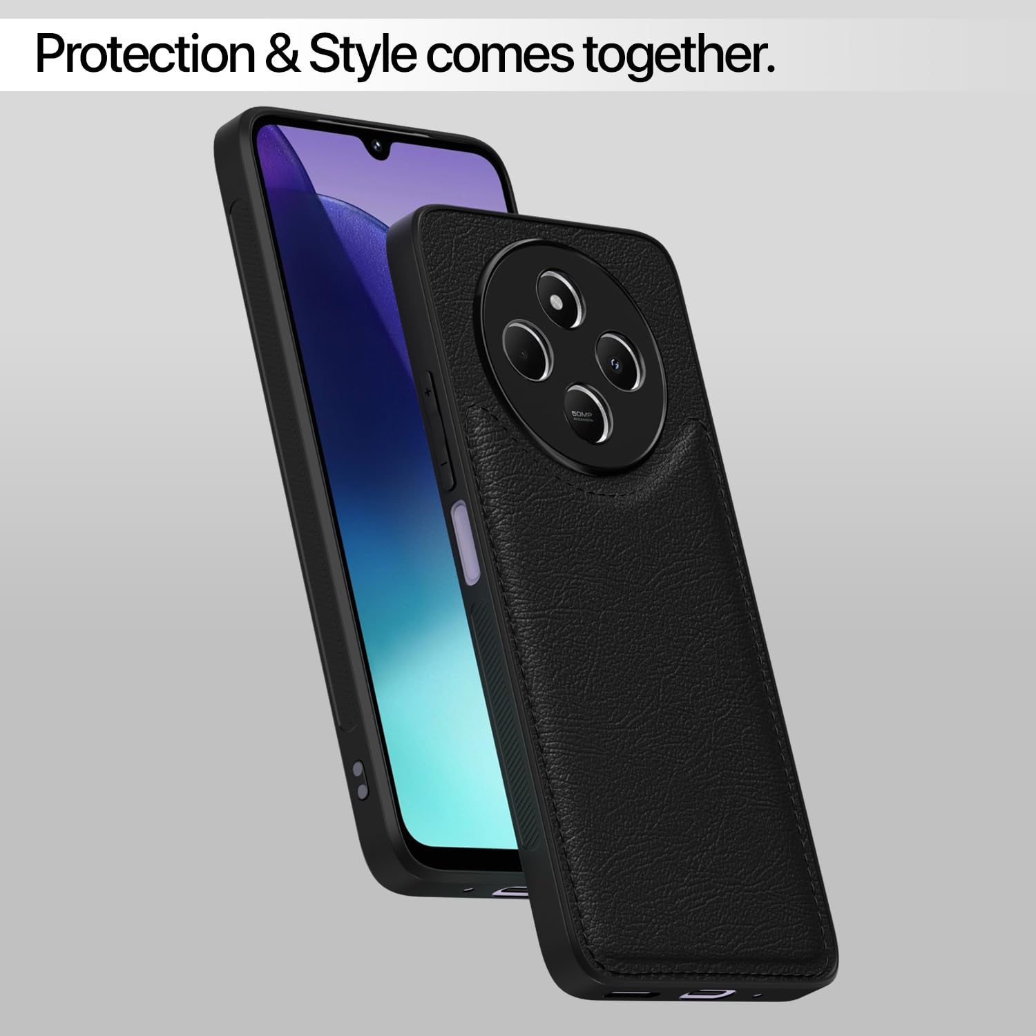 Pikkme Redmi A4 5G / Redmi 14C 5G / Poco C75 5G Leatherback Back Case | Black