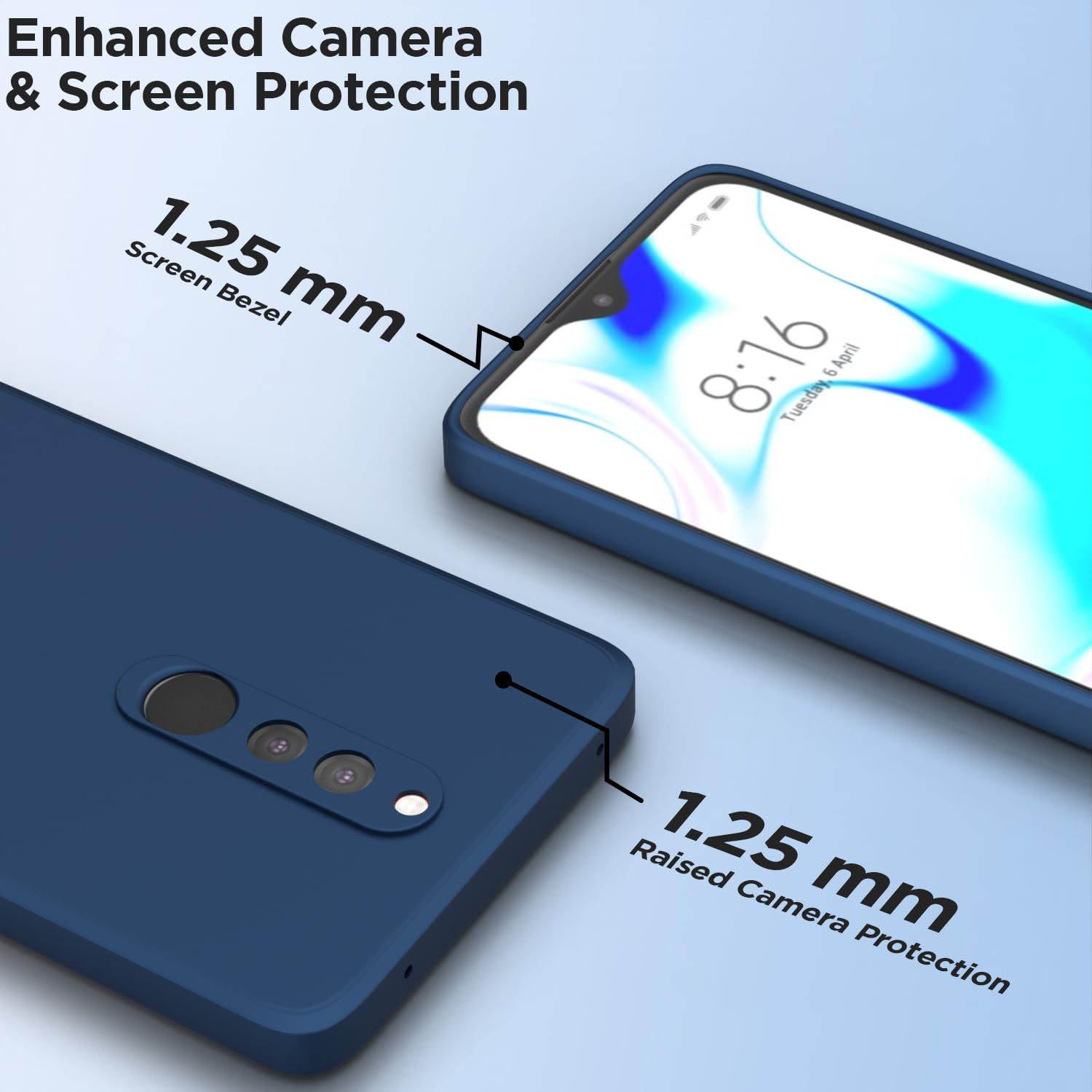 Pikkme Redmi 8 / Redmi 8A Dual Soft Matte Silicone Shockproof Case (Blue)