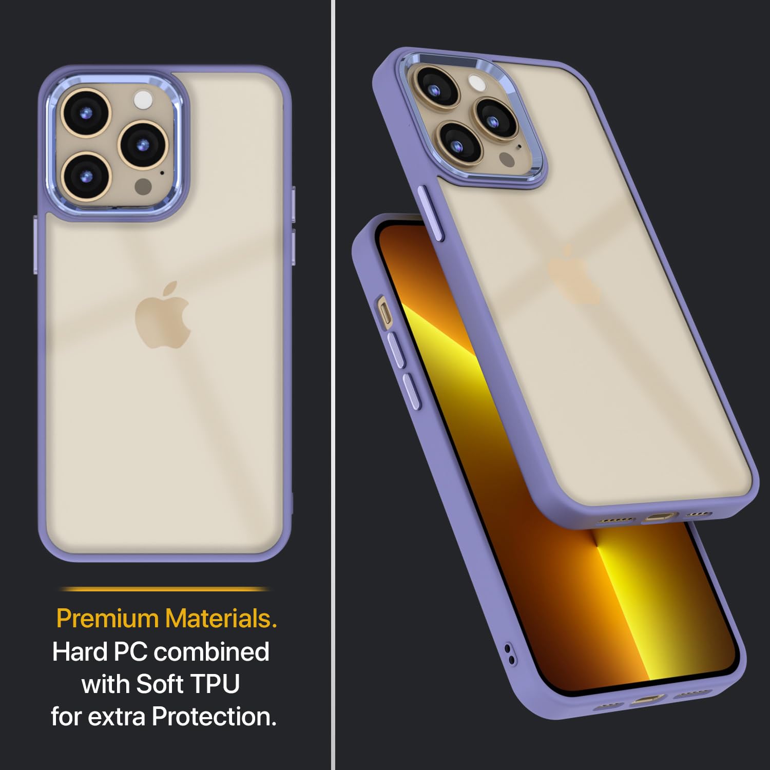 Pikkme iPhone 13 Pro Electroplated Crome Metal Ring Back Cover (Purple)