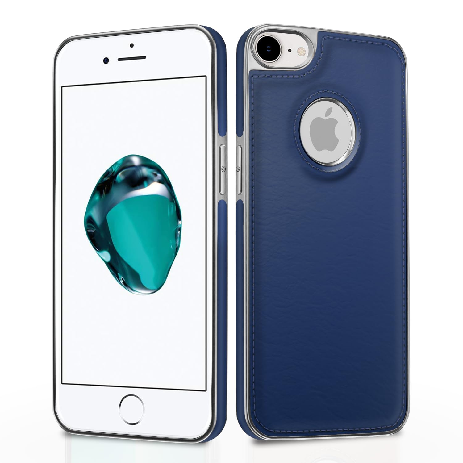 iPhone 7/8 Leatherback mobile cover in chrome blue by Pikkme