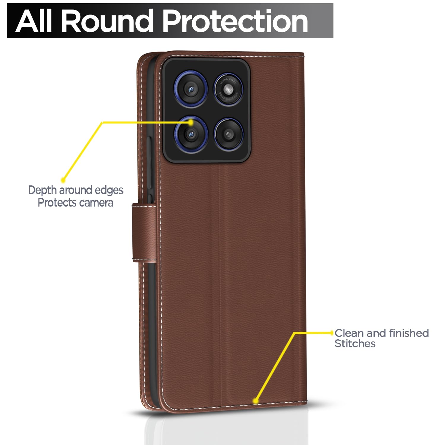 Pikkme Motorola Moto Edge 60 Stylus 5G Double Contrast Flip Cover (Tan)