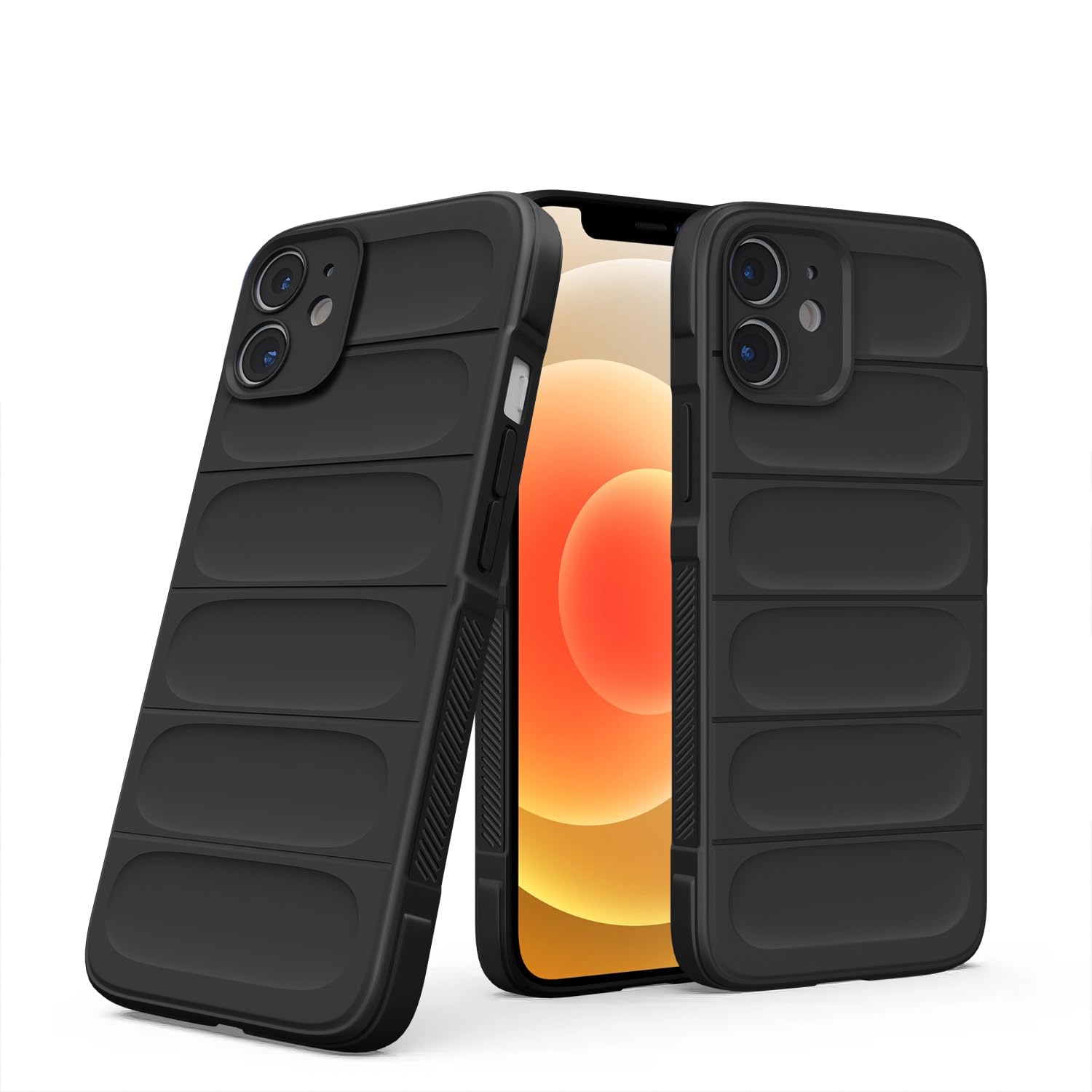 Pikkme iPhone 12 ZigZag Soft matte Liquid Silicone Back Cover (Black)