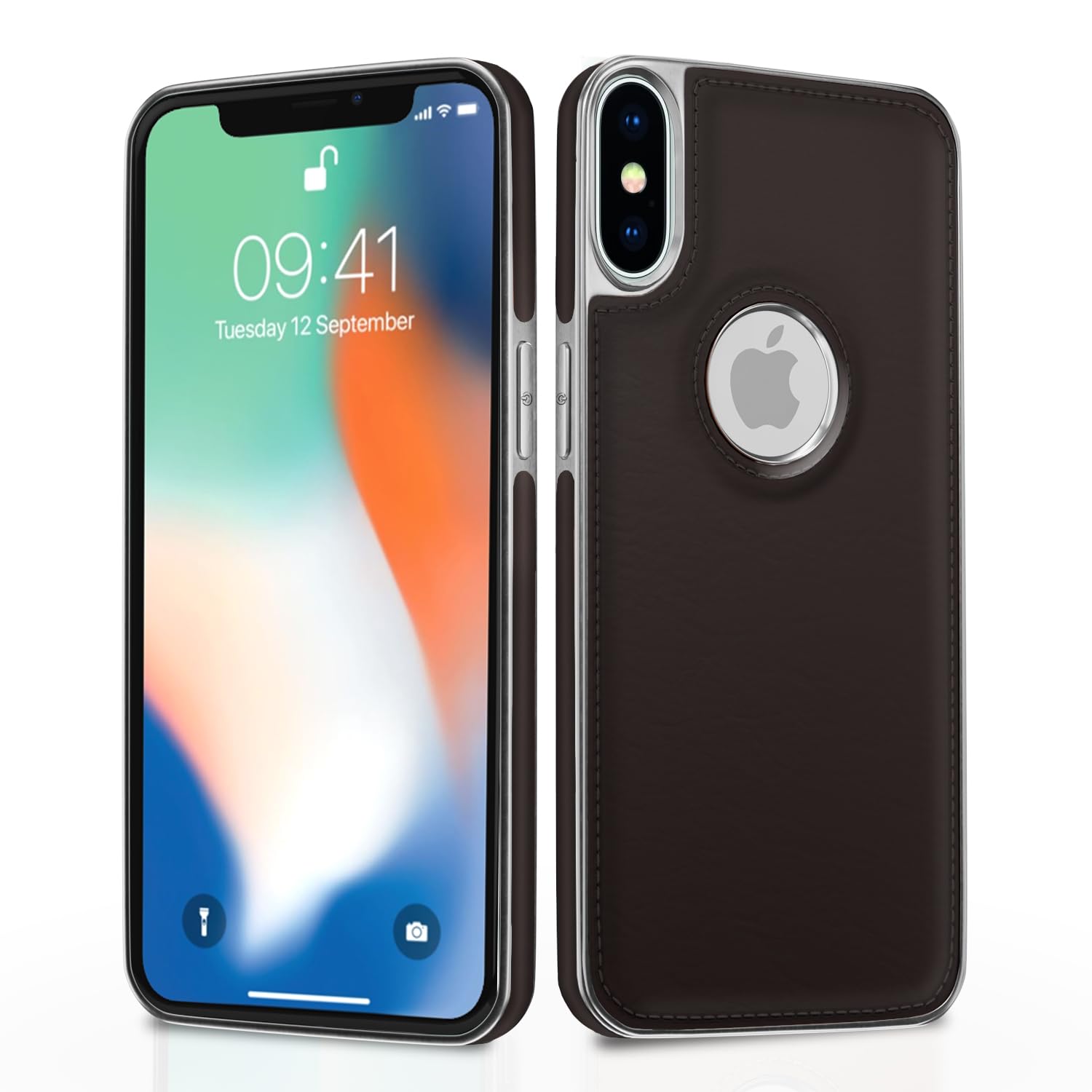 iPhone X/XS Leatherback back cover in chrome coffee by Pikkme