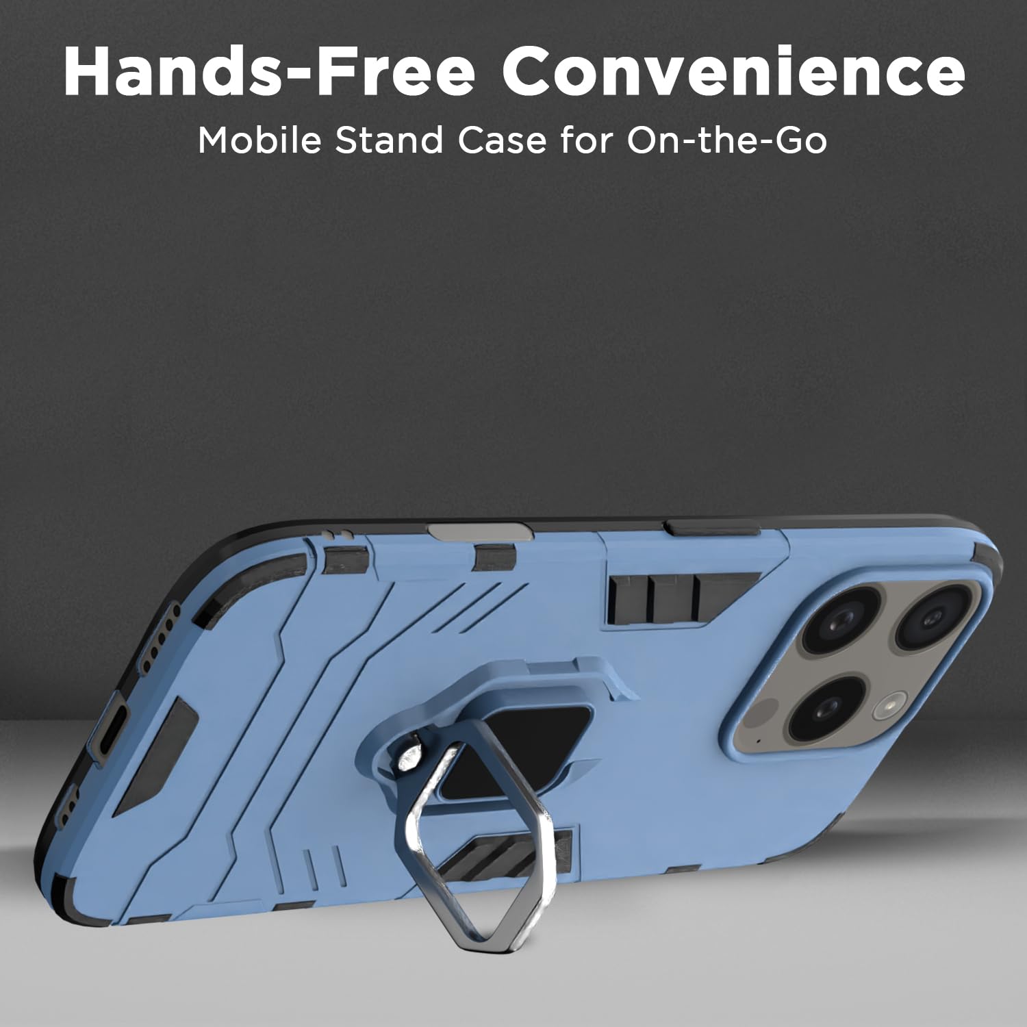 Pikkme iPhone 16 Pro D5 tough Armor Back Cover (Blue)