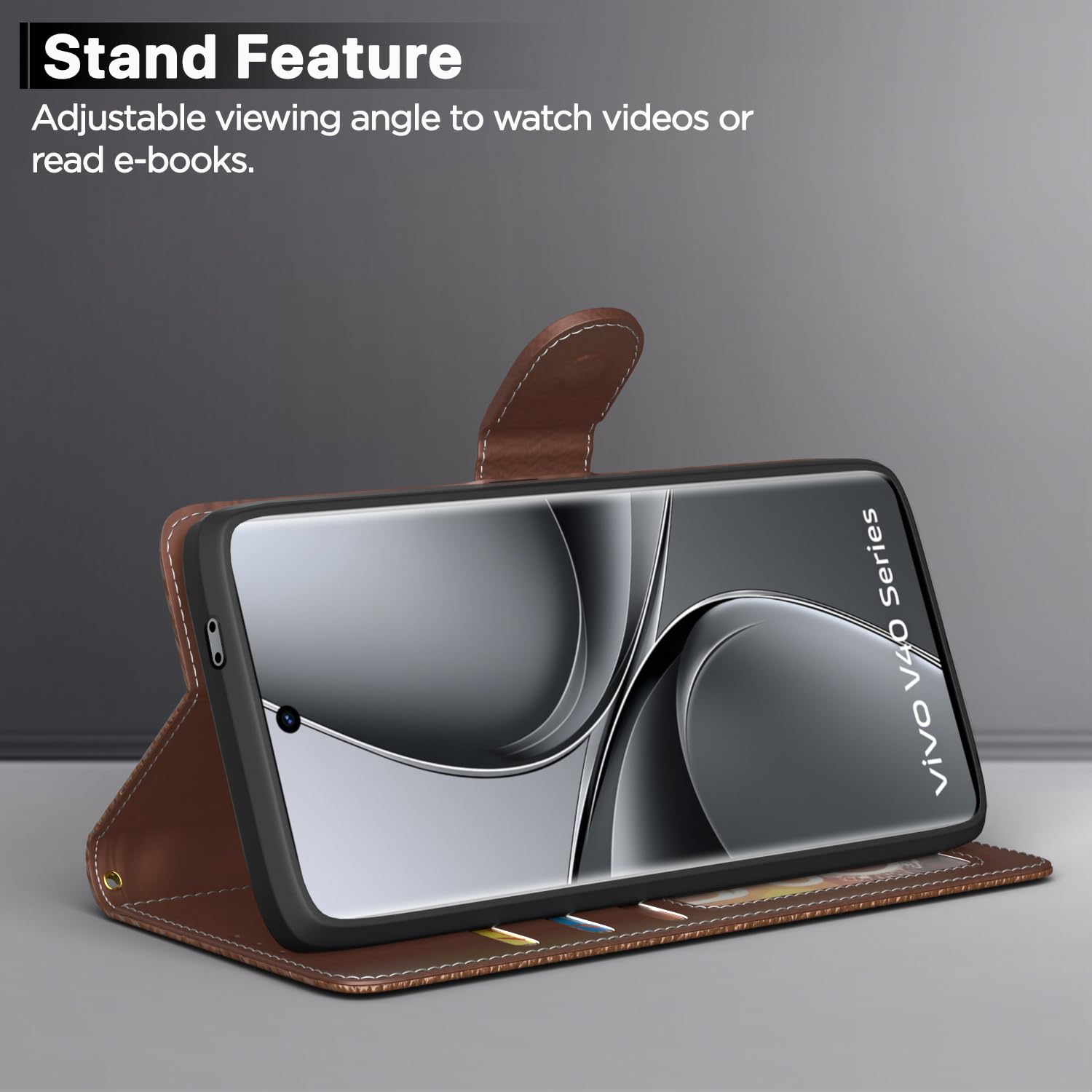 Pikkme tan flip case for Vivo V40/V40 Pro/T3 Ultra 5G – photo 3