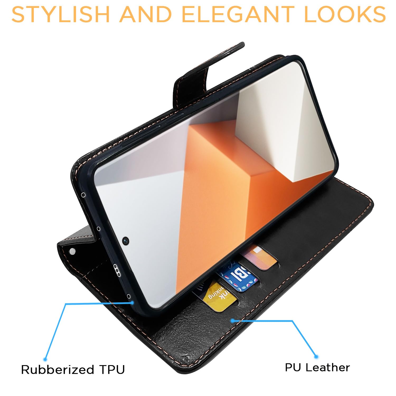 Black & brown Magnetic wallet flip cover for Redmi Note 13 Pro Plus 5G – Pikkme – photo 5