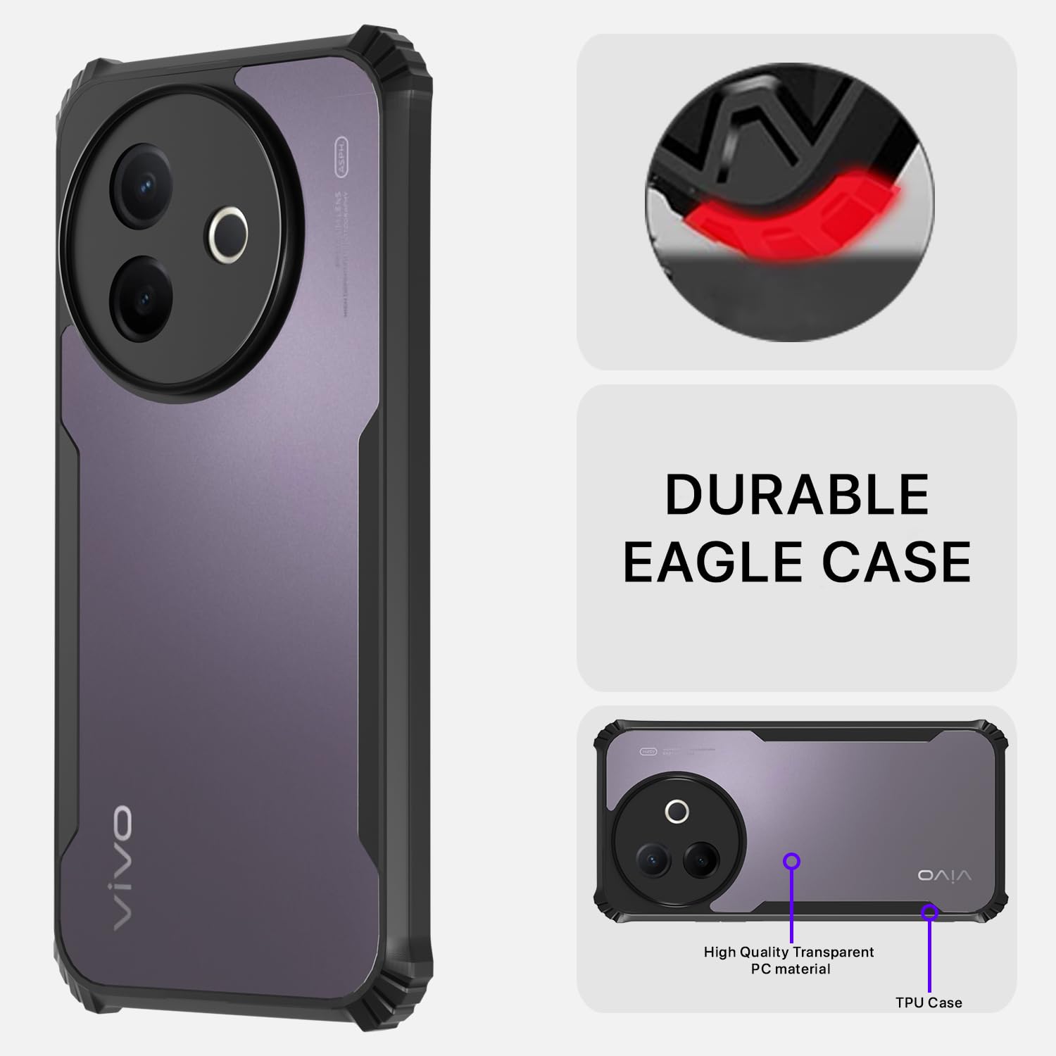 Pikkme Vivo Y39 Eagle Back Cover (Black)