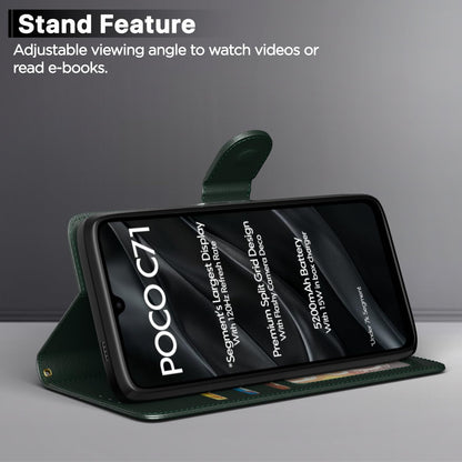 Pikkme Poco C71 / Redmi A5 Vintage Flip Cover (Green)