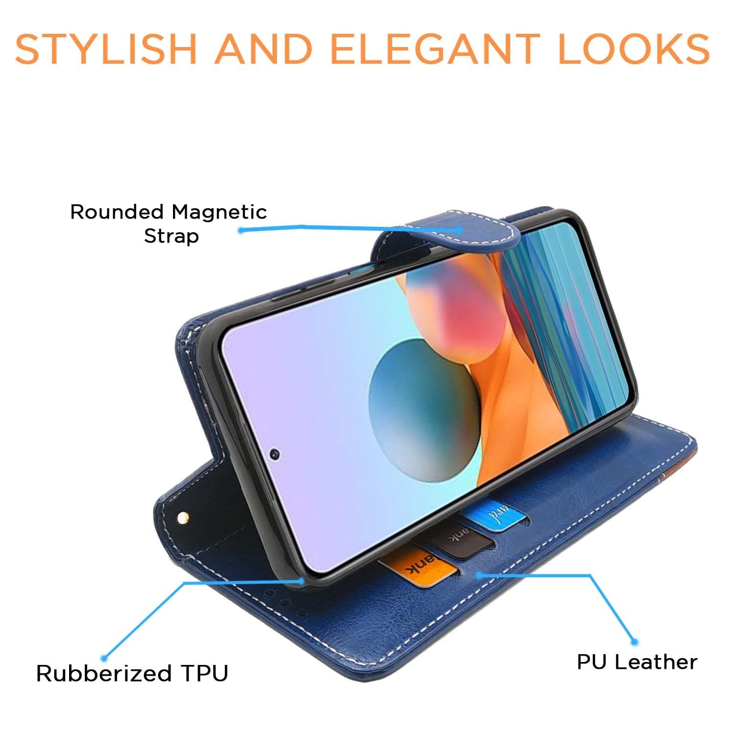 Pikkme blue & brown wallet flip cover for Redmi Note 10 Pro/Note 10 Pro Max – photo 5