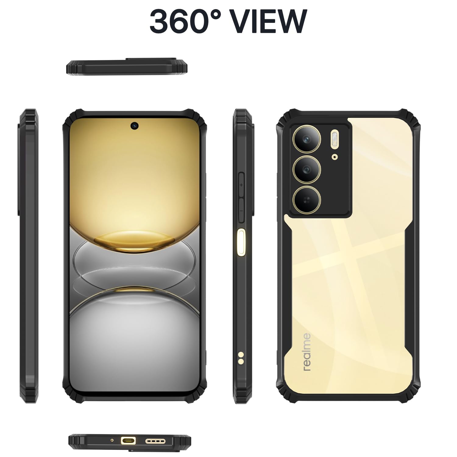 Pikkme Realme C71 Eagle Clear Transparent Back Cover (Black)