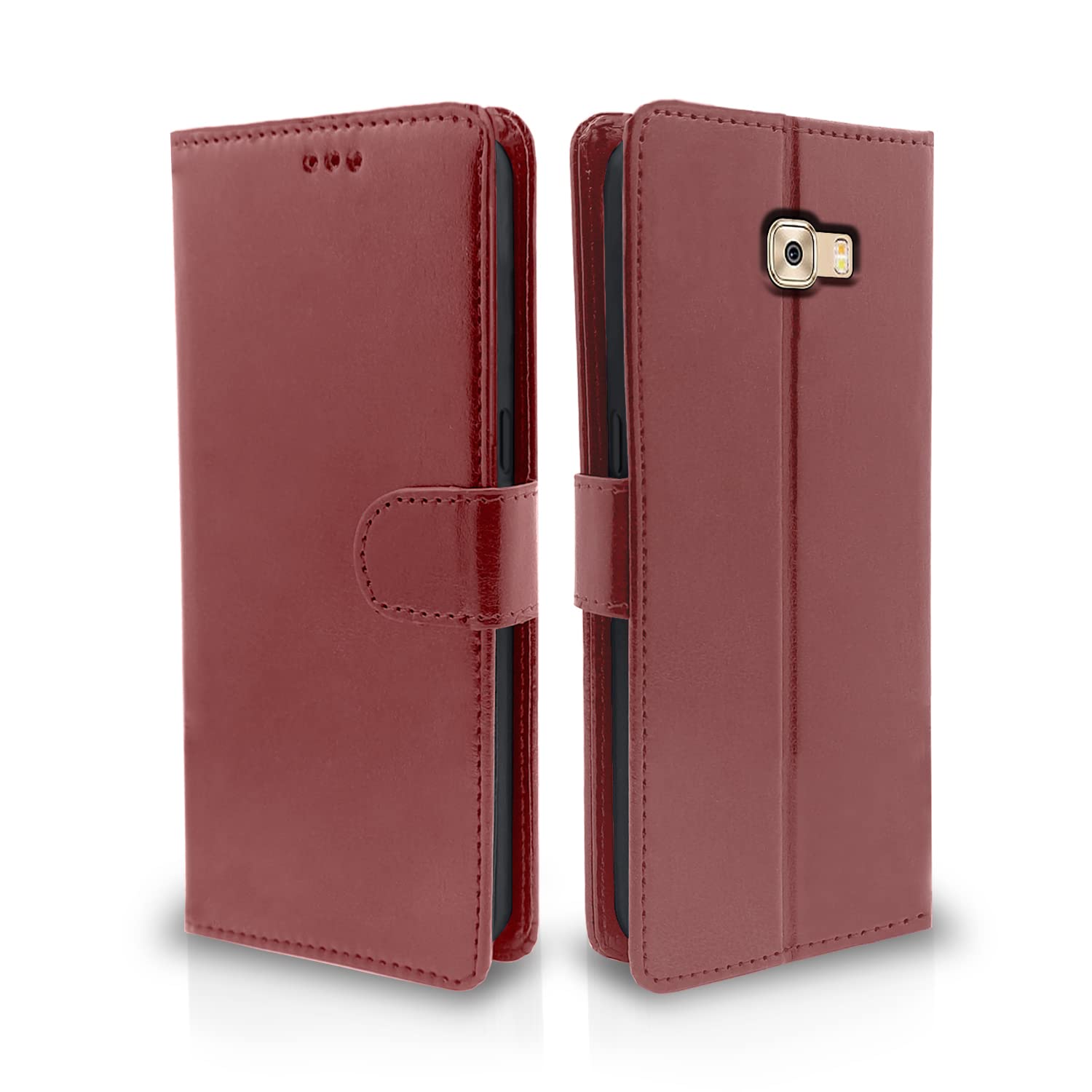 Brown Wallet wallet flip cover for Samsung C7 Pro – Pikkme