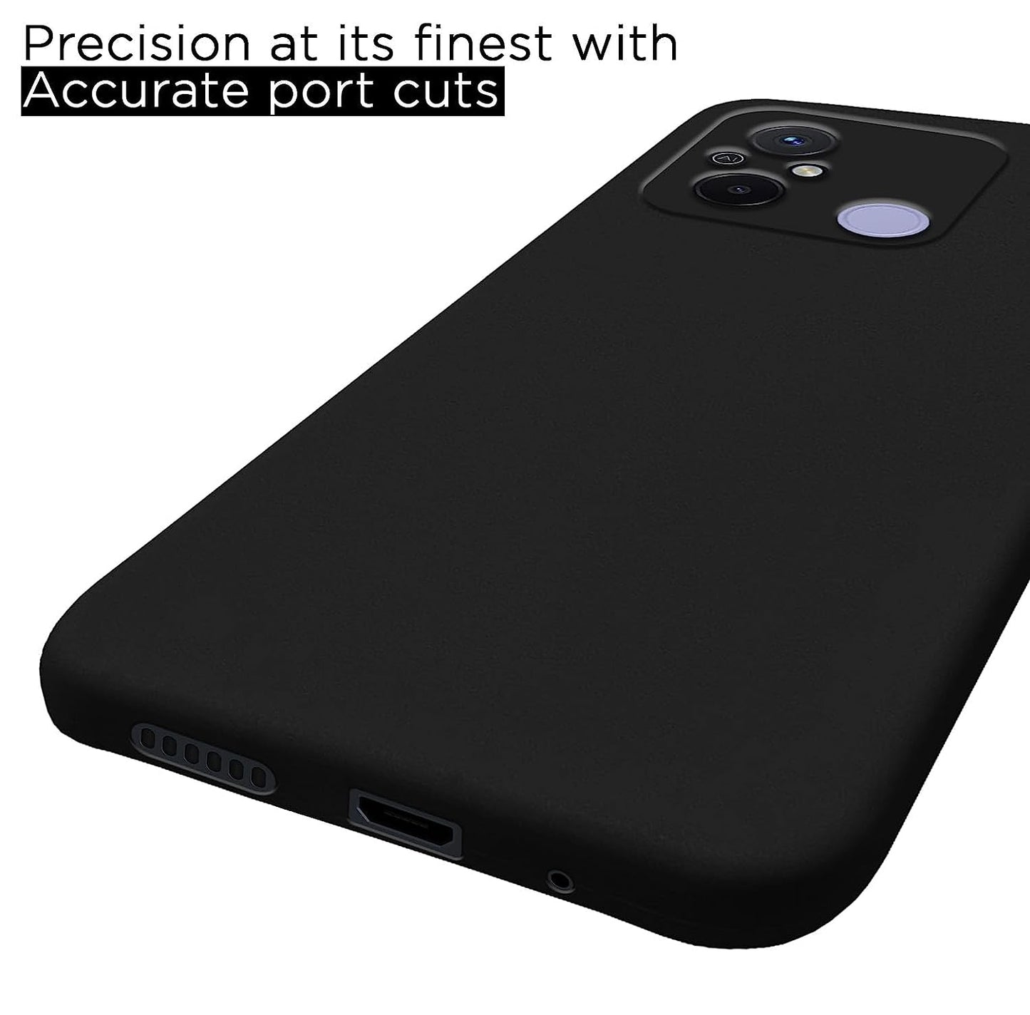 Pikkme Redmi 12C Soft Silicone Case with Camera Bumper Protection | Black