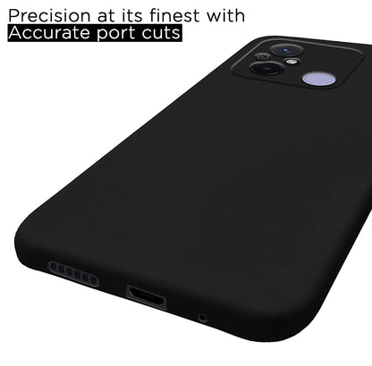 Pikkme Redmi 12C Soft Silicone Case with Camera Bumper Protection | Black