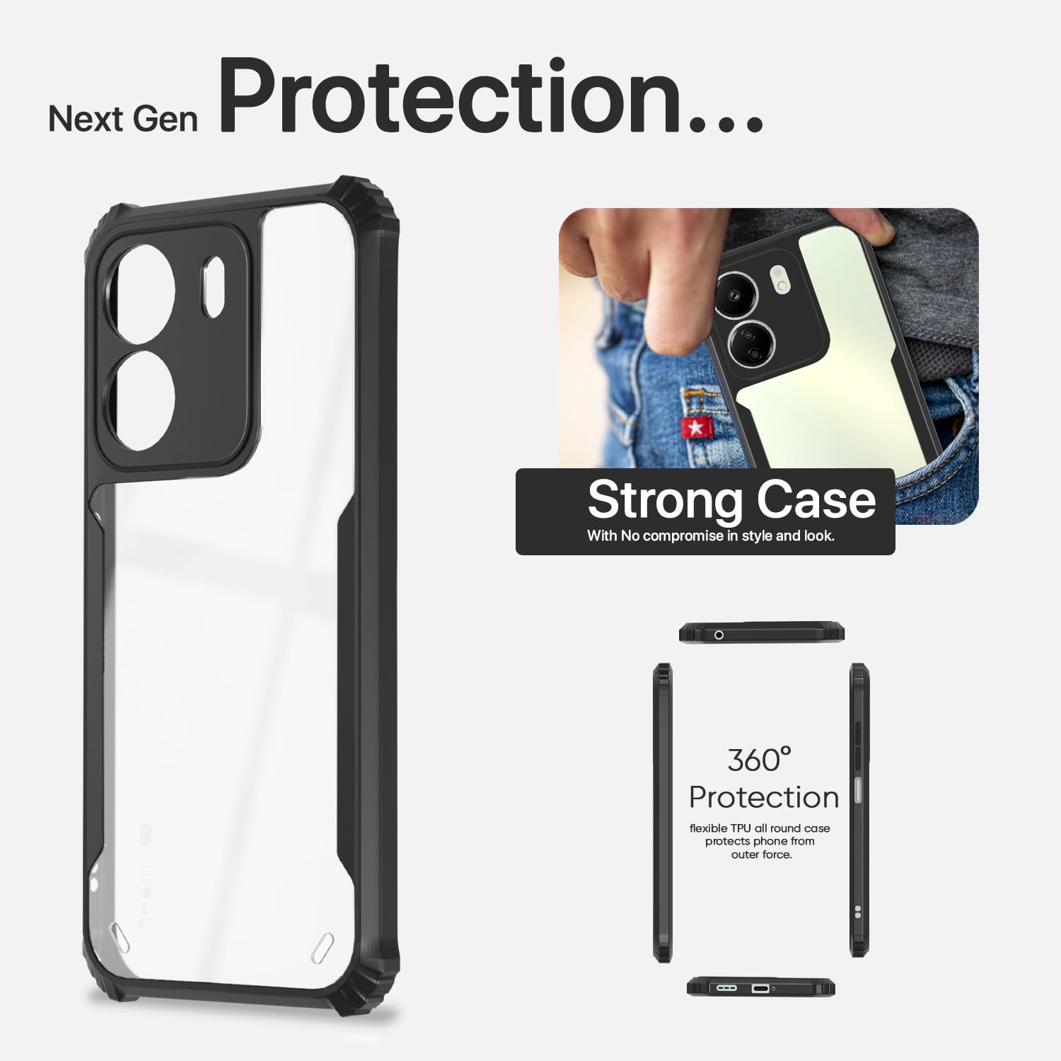 Redmi 13C 4G/Poco C65 Hybrid mobile cover in black by Pikkme – photo 7