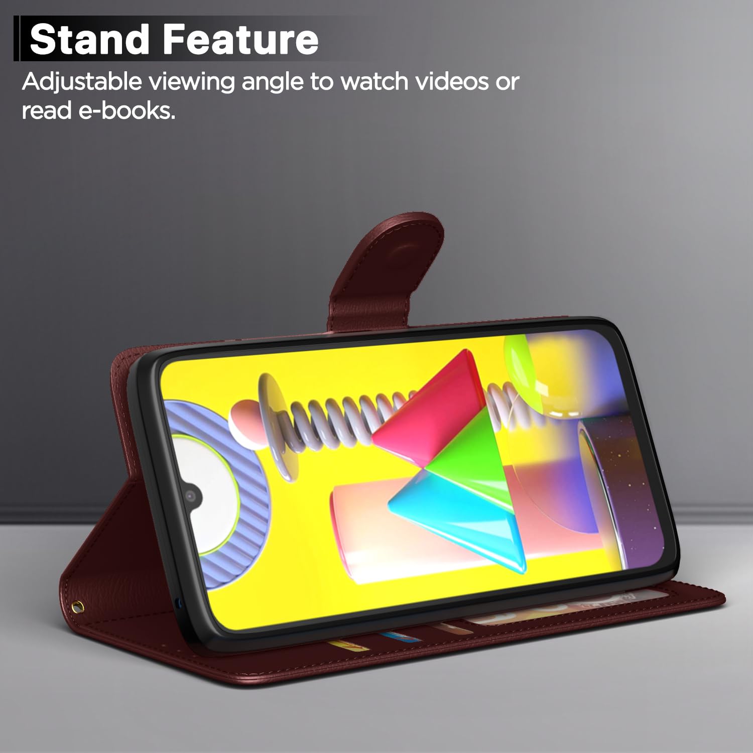 Samsung F41 wallet flip cover in brown by Pikkme – photo 3