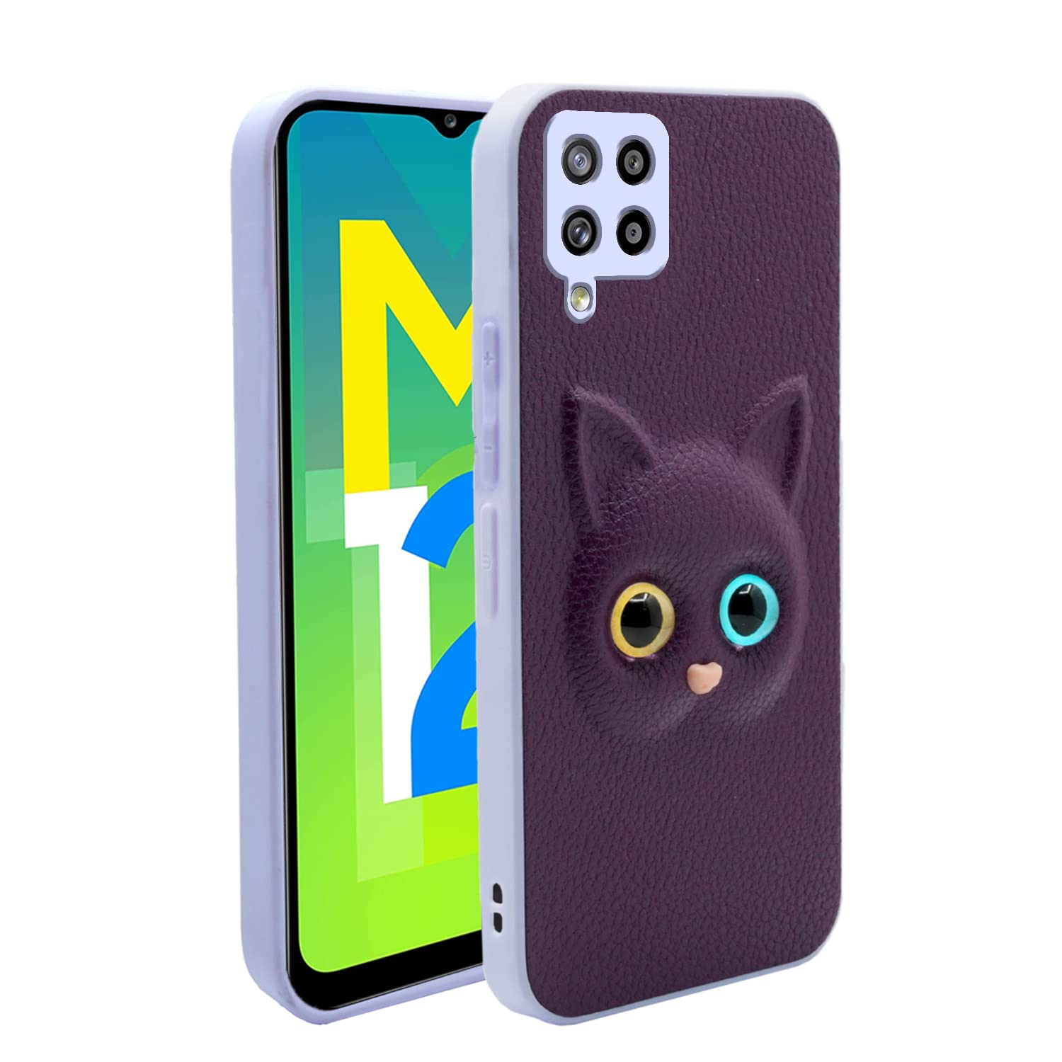 Samsung M42 5G Cat mobile back cover in purple by Pikkme
