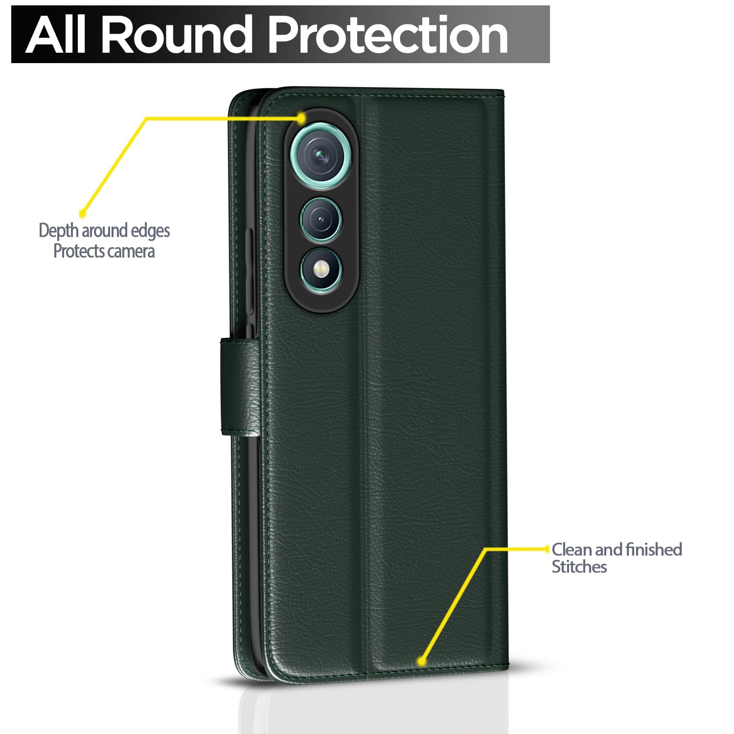 Pikkme Tecno Pova Curve 5G Premium Leather Finish Vintage Flip Cover (Green)