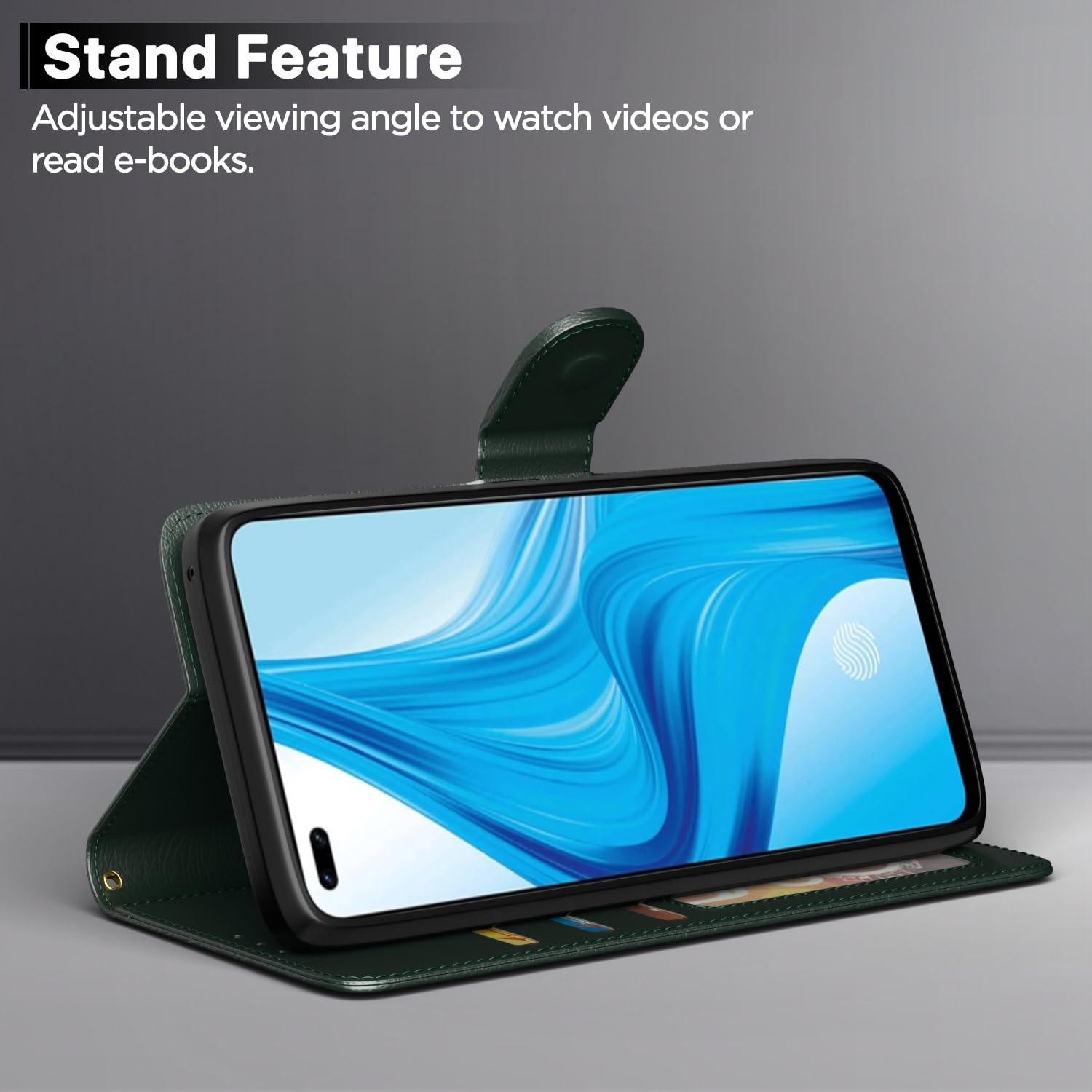 Pikkme Oppo F17 Pro Wallet green mobile flip cover – photo 3