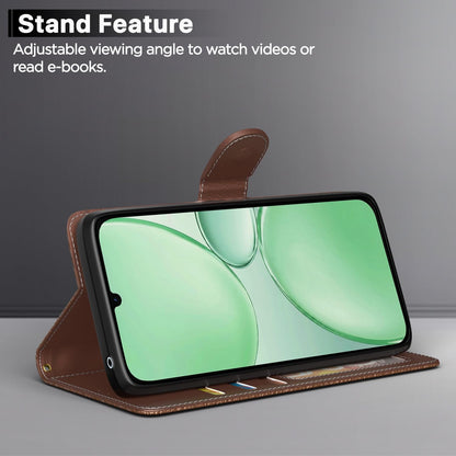 Realme P4 Lite/C83 5G Wallet mobile flip cover in tan by Pikkme – photo 3