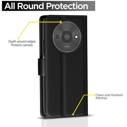 Pikkme Redmi A3 (2024) / Redmi A3x / Poco C61 Vintage Flip Cover (Black)