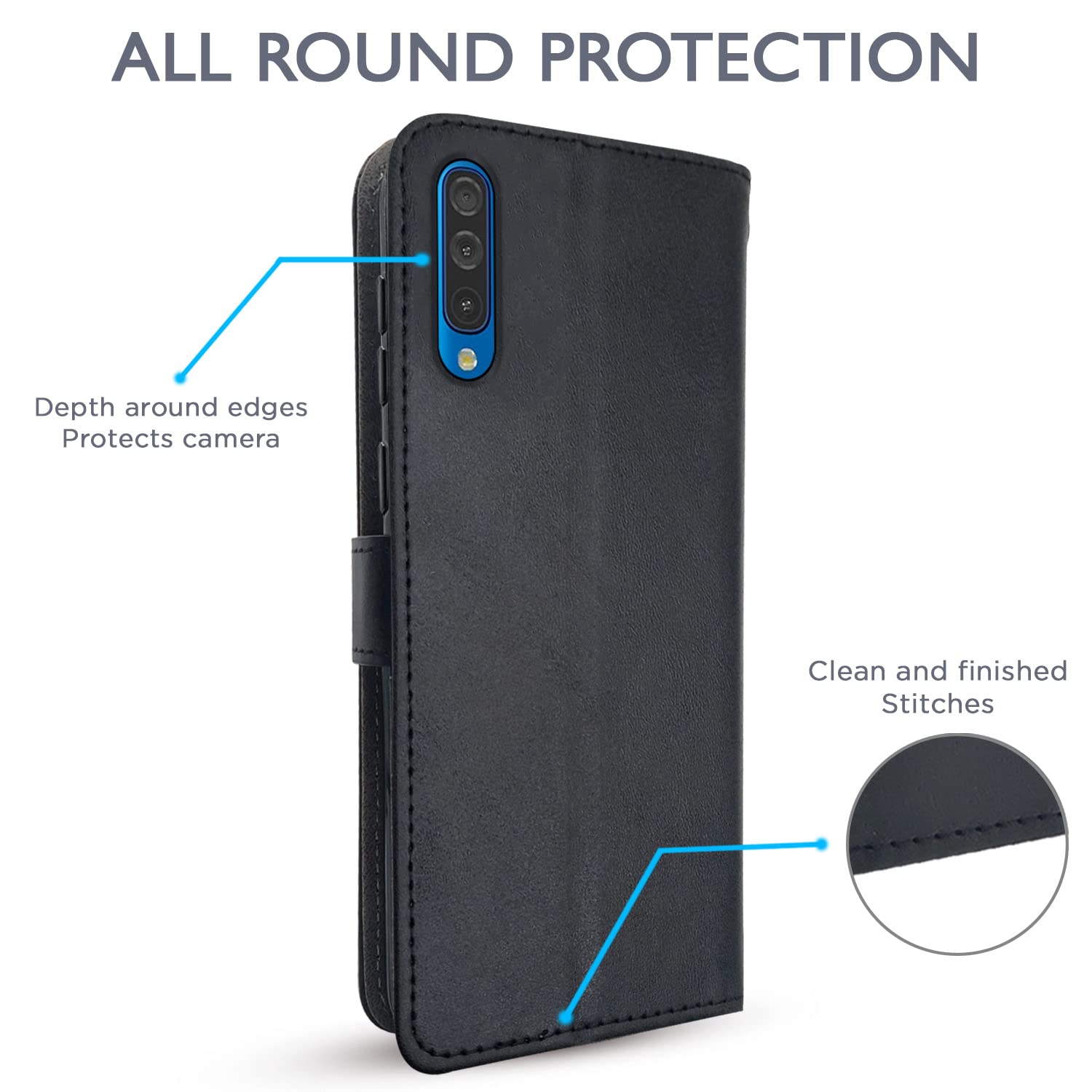 Samsung A50/A50s/A30s wallet flip cover in black by Pikkme – photo 4