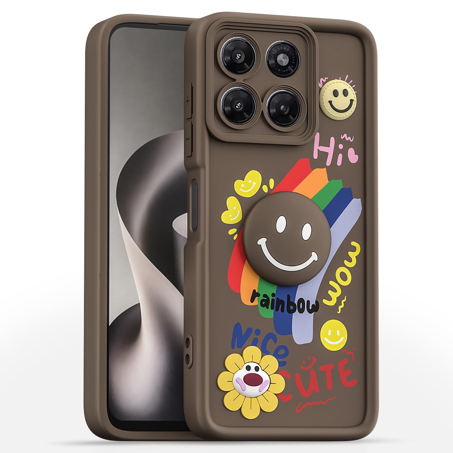 Brown Smile Rainbow phone cover for Moto G37 5G – Pikkme