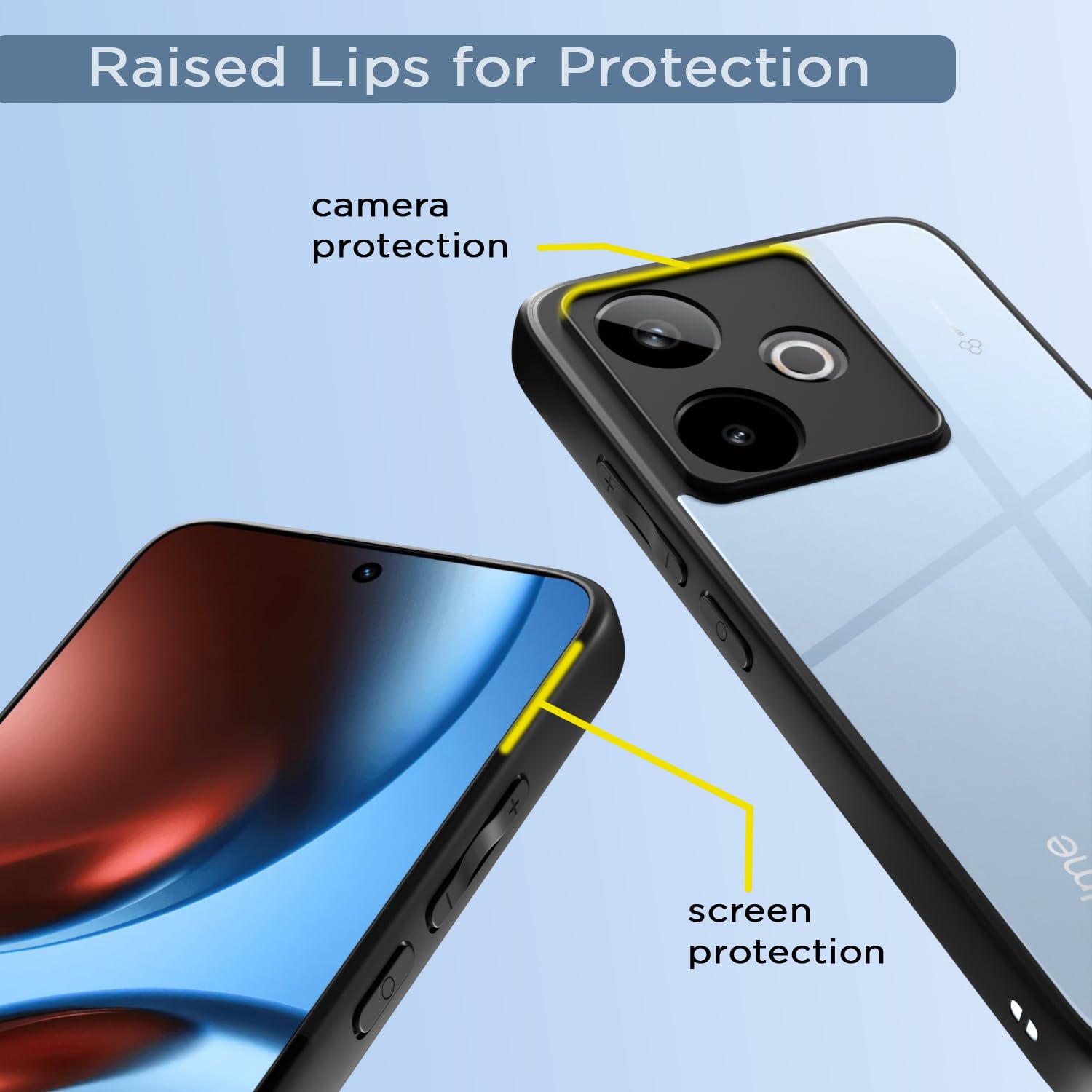 Pikkme Realme GT 7 5G / GT 7T 5G Eagle 2 Shockproof Crystal Clear Sleek Hybrid Armor Back cover (Black)
