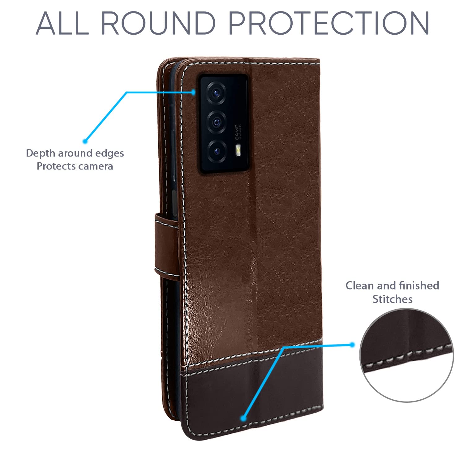 Pikkme brown & coffee Magnetic flip cover for iQOO Z5 5G – photo 4