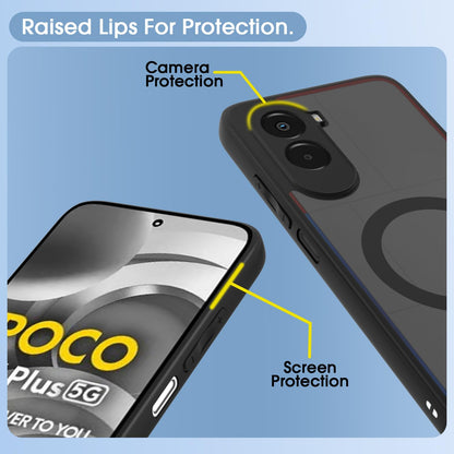 Pikkme black smoke mag-safe MagSafe mobile cover for Poco M7 Plus 5G – photo 4