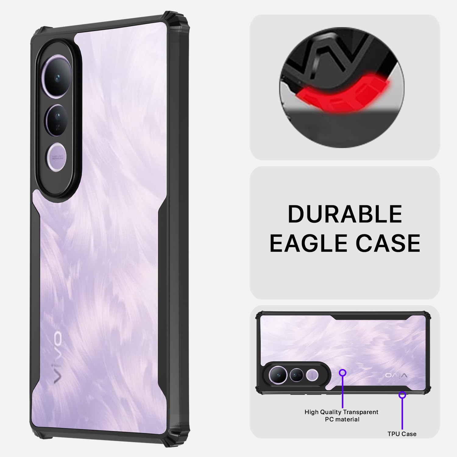 Pikkme Vivo V50 Lite 4G Eagle Back Cover (Black)