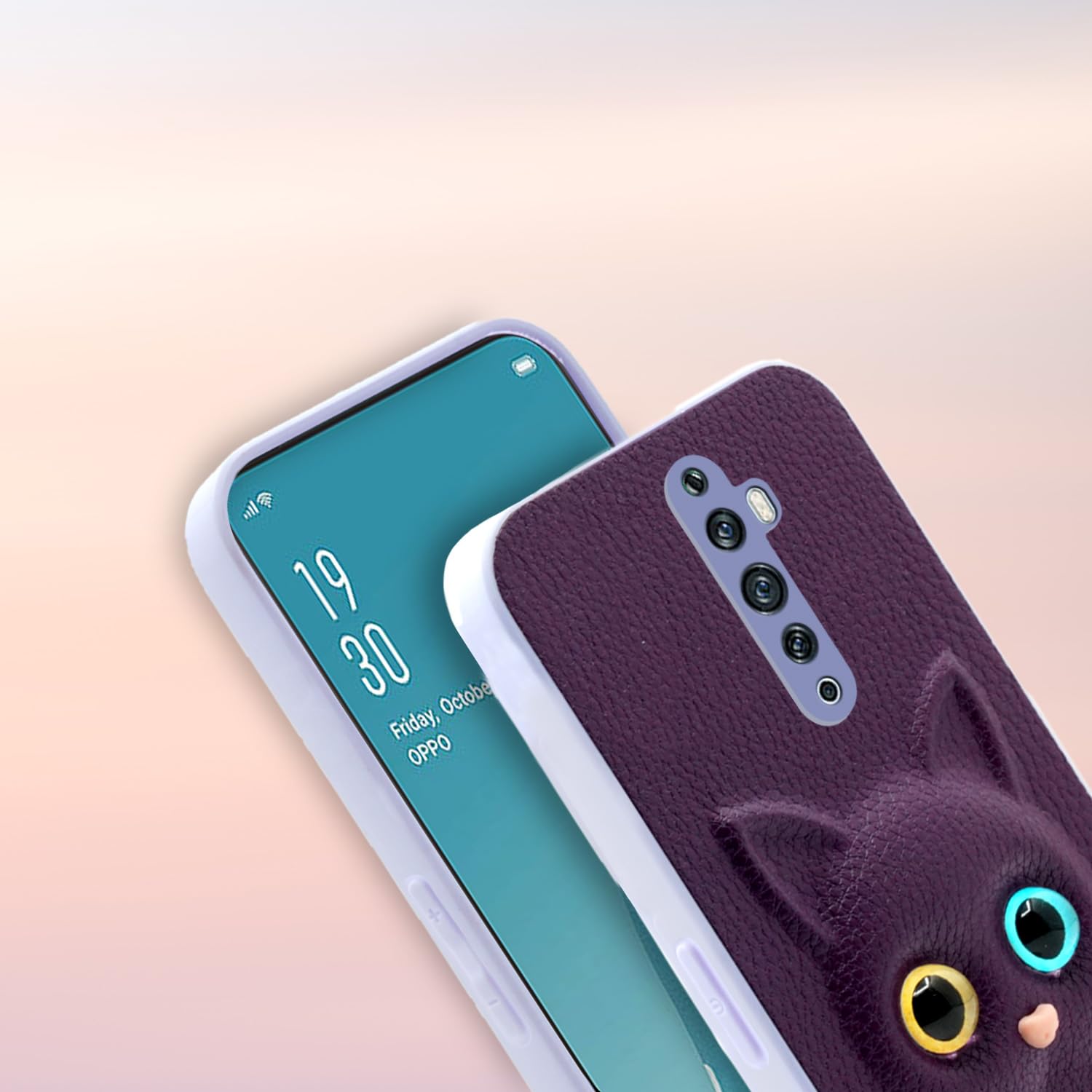 Pikkme Oppo Reno 2f / 2Z Kitty Back Cover (Purple)