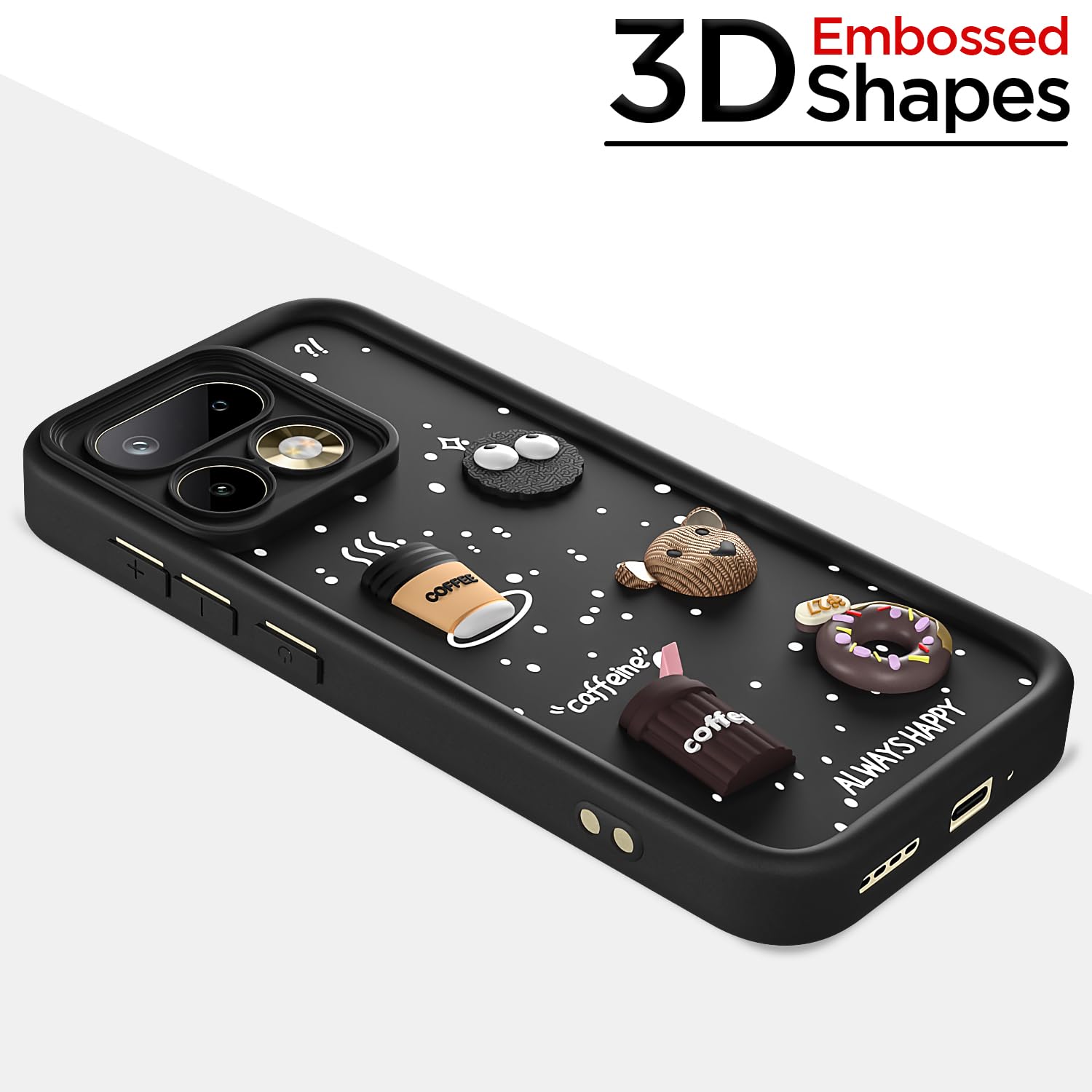 Pikkme Realme 16 Pro 5G Bear Coffee black phone cover – photo 3