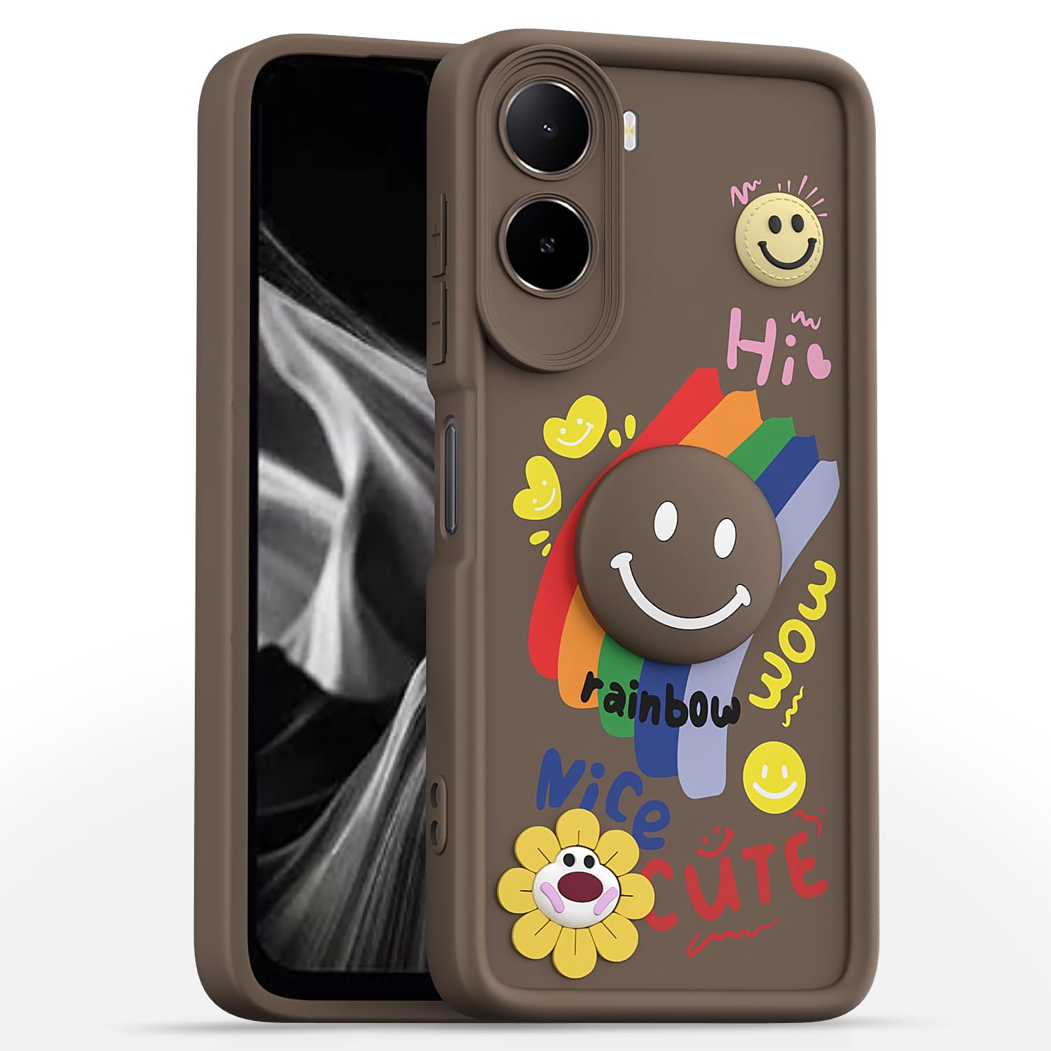 Brown Smile Rainbow back cover for Redmi A7 Pro/Poco C85x 5G/C81 – Pikkme