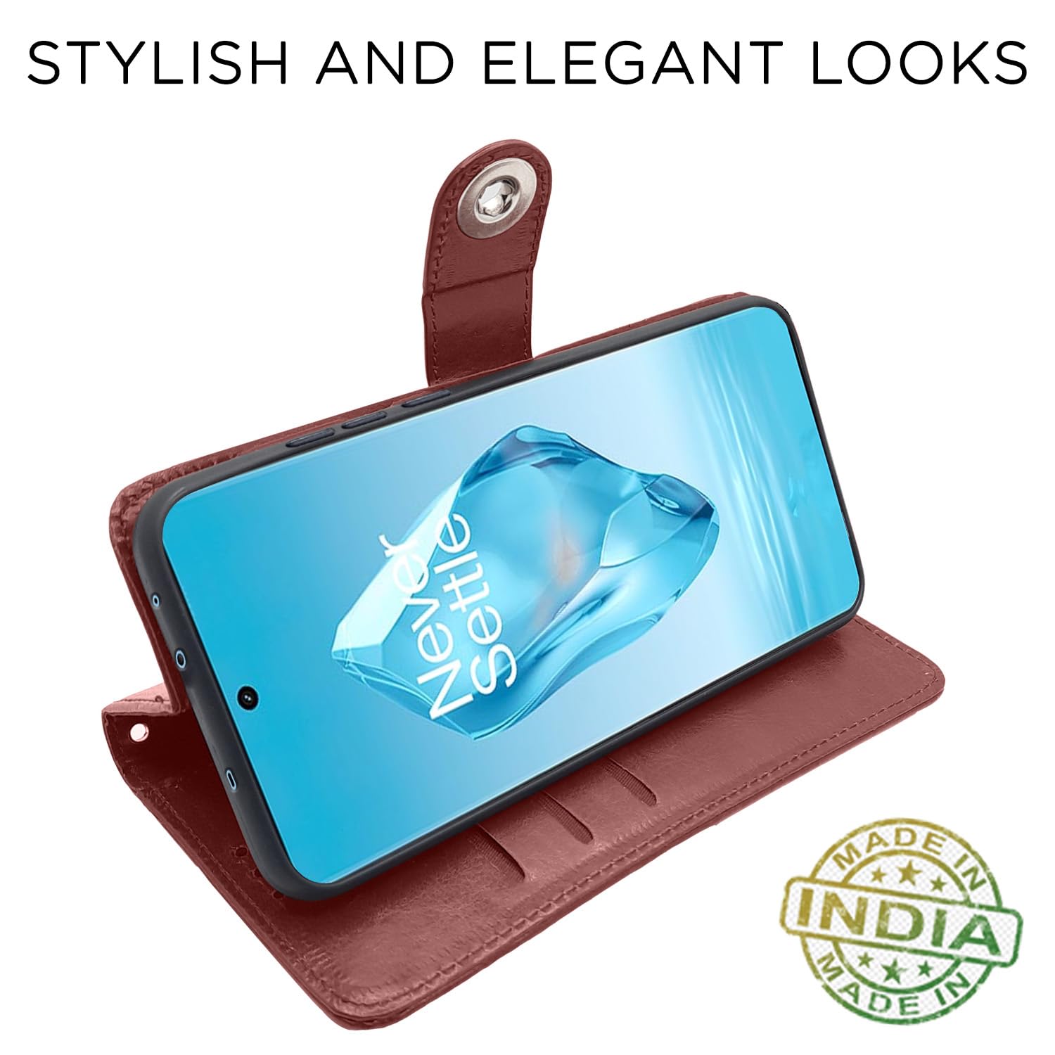 Pikkme brown wallet flip cover for OnePlus 12R 5G – photo 5