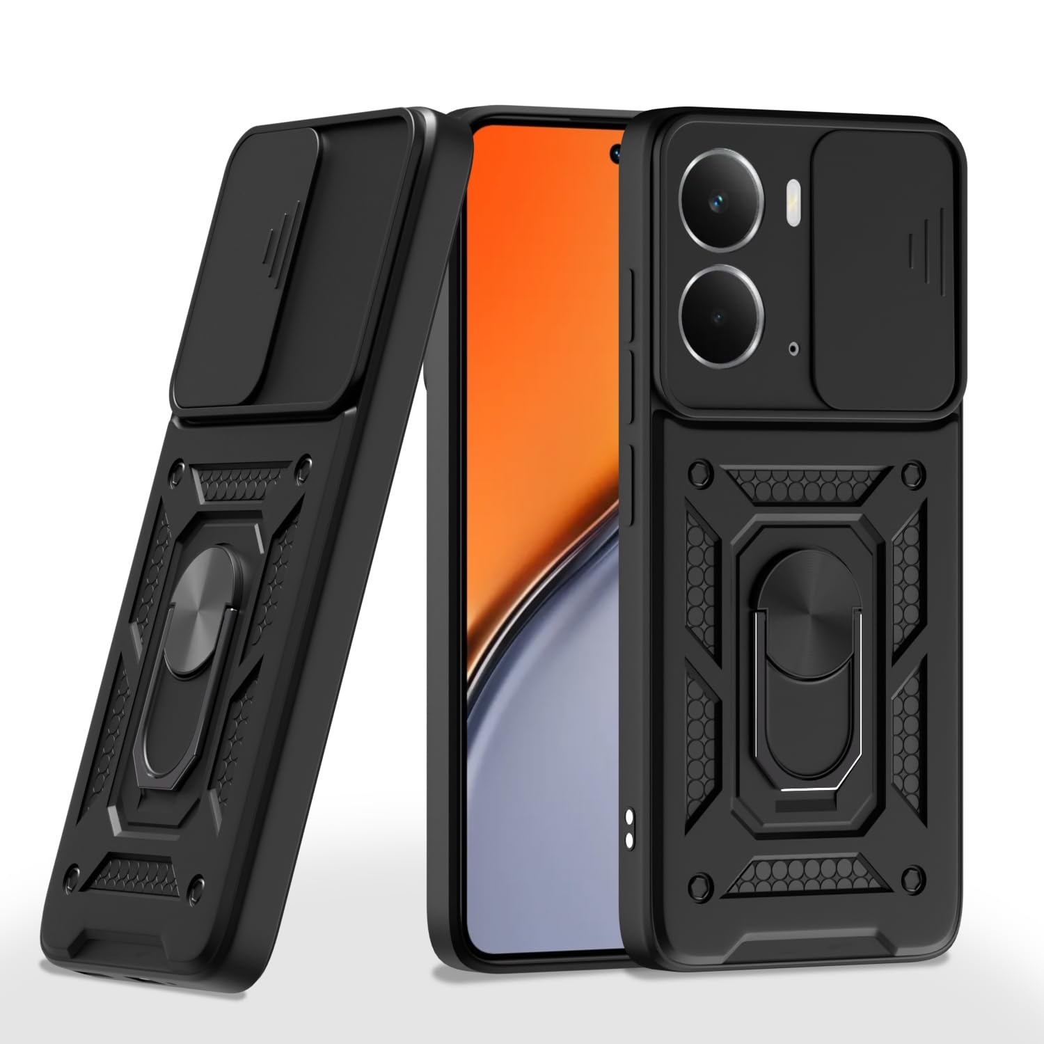 Pikkme Realme P3 5G D10 Tough Armor Back Cover  - Black