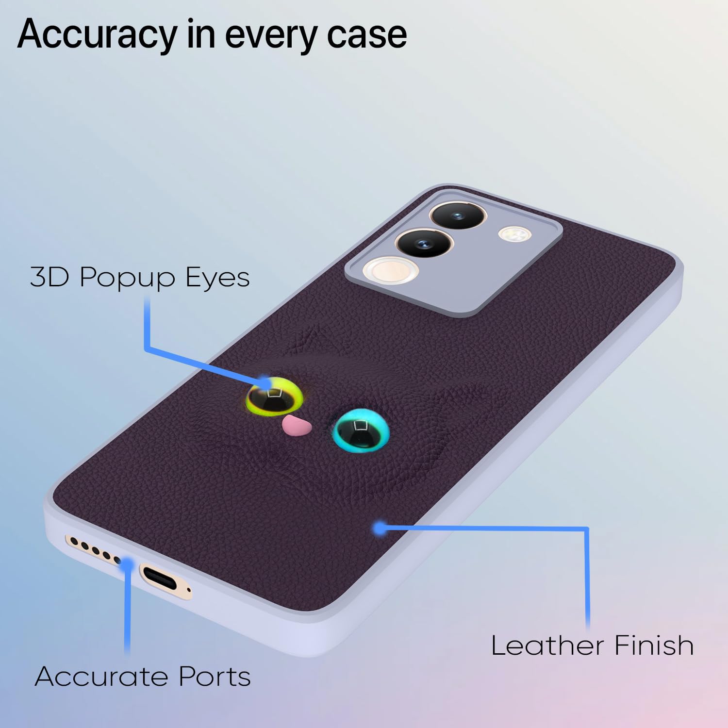 Pikkme Vivo Y200 5G Kitty Back Cover (Purple)