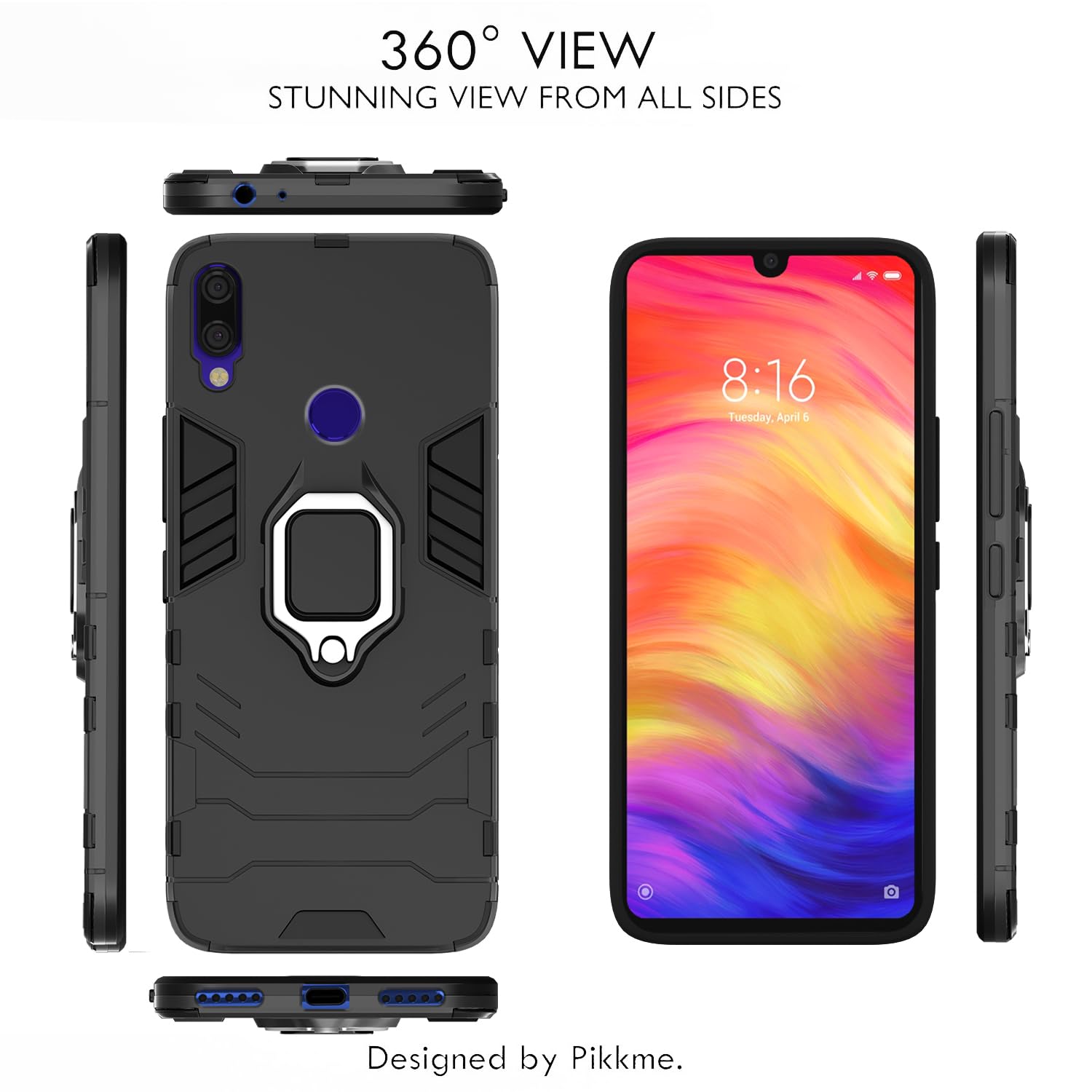 Pikkme Redmi Note 7 / Note 7 Pro/Note 7s D5 Tough Armor Back Cover | Black