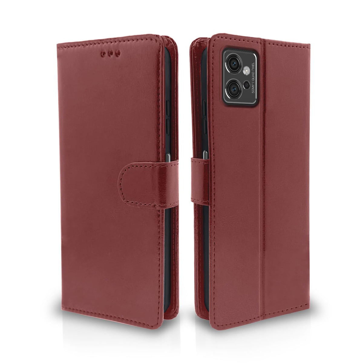 Brown wallet flip cover for Moto G32 – Pikkme