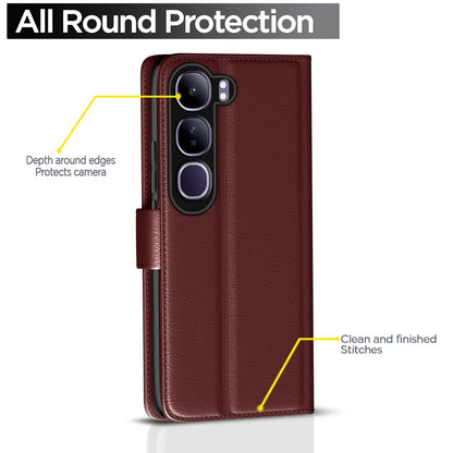 Vivo Y300 5G Wallet wallet flip cover in brown by Pikkme – photo 4