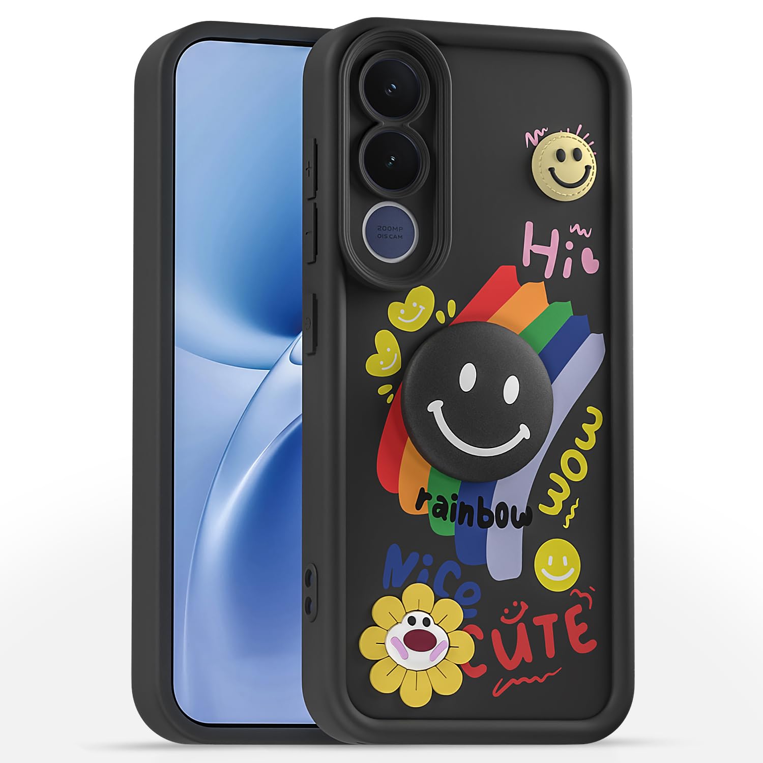 Vivo V70 FE 5G Soft Silicone mobile cover in black by Pikkme