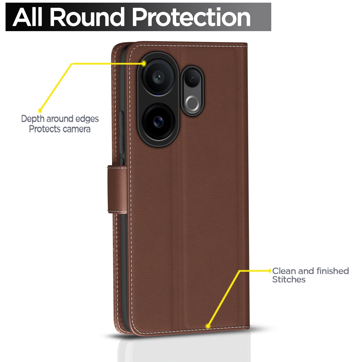 Vivo X200 FE 5G wallet flip cover in tan by Pikkme – photo 4