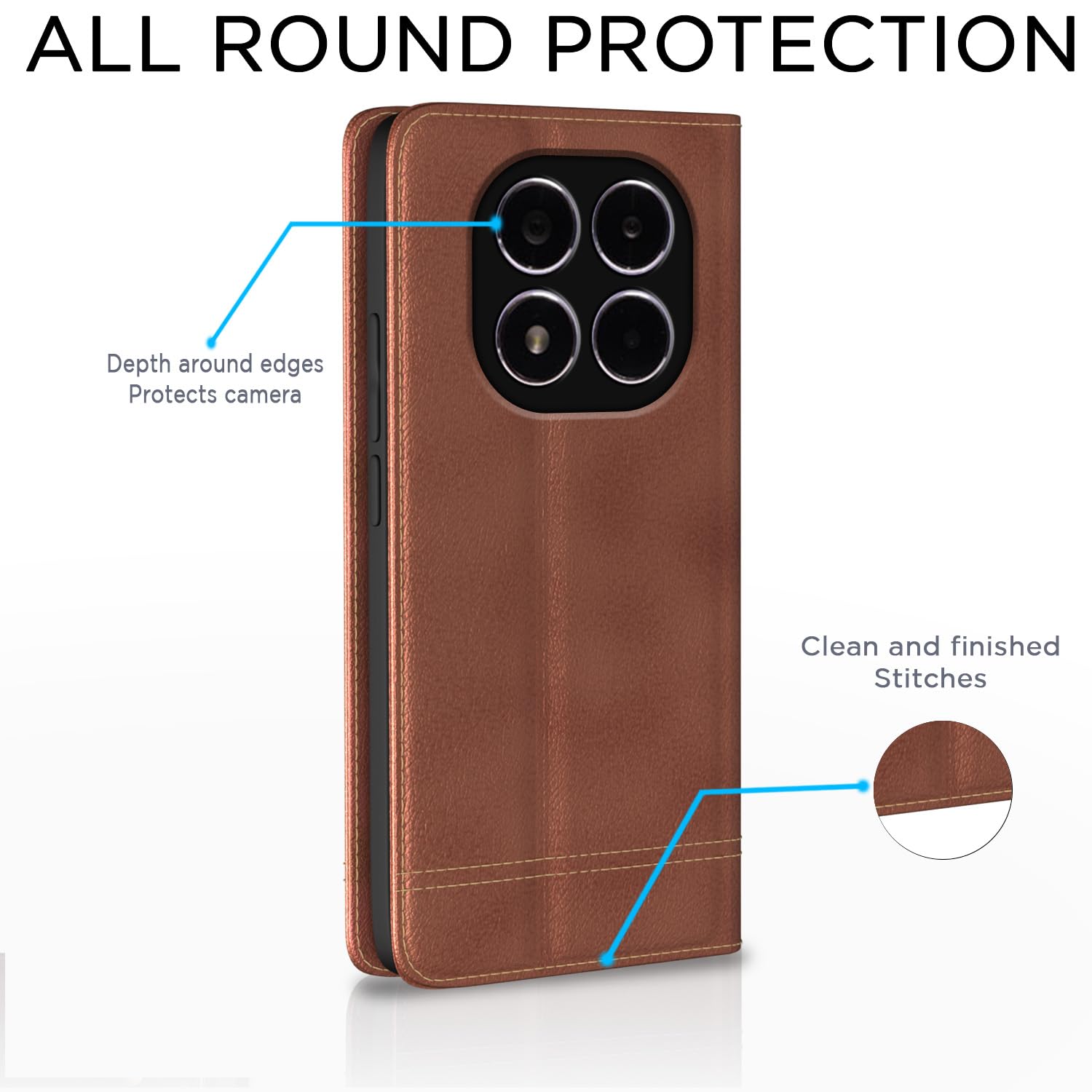 Pikkme Redmi Note 14 Pro/Note 14 Pro Plus 5G brown wallet flip cover – photo 4