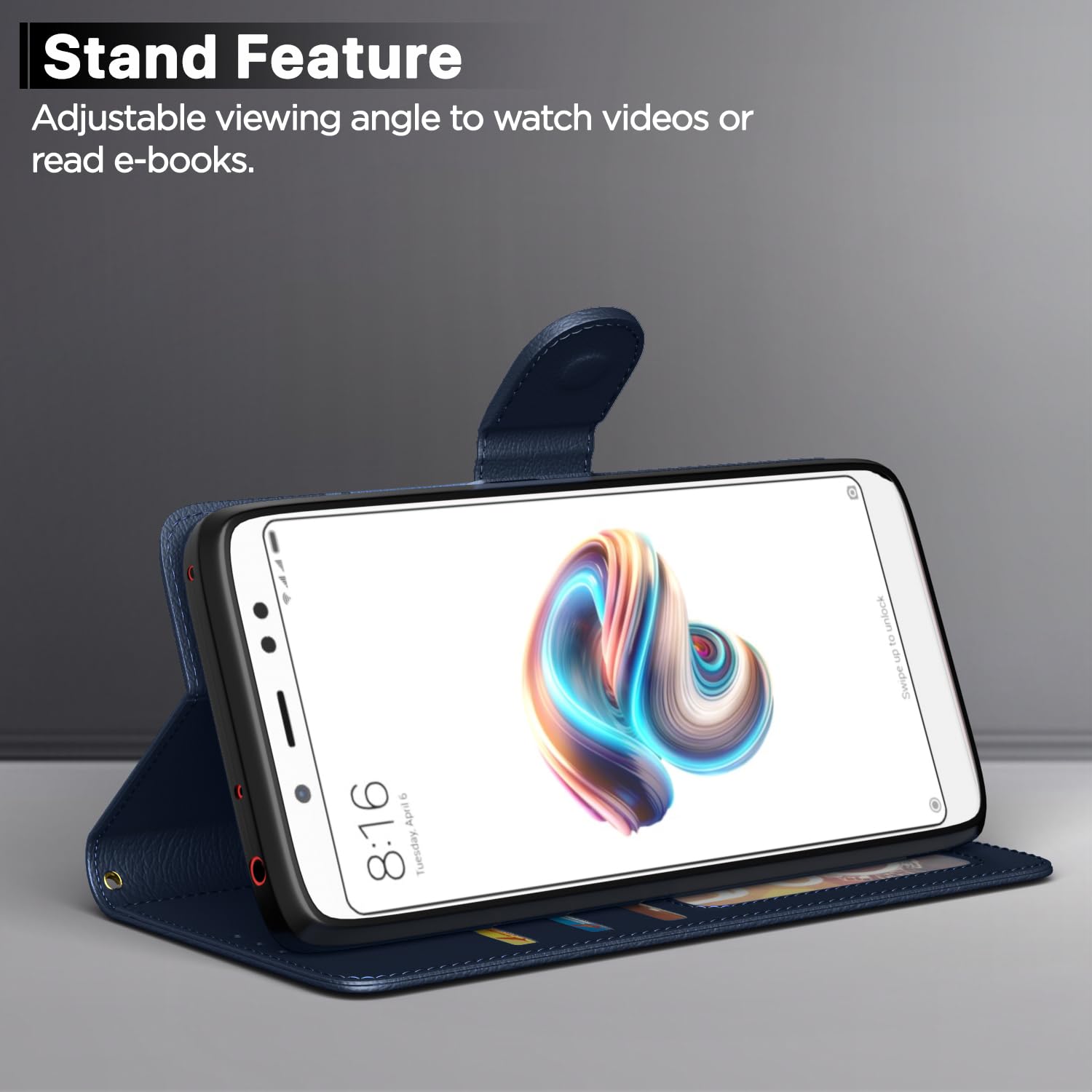 Pikkme Redmi Note 5 Wallet blue mobile flip cover – photo 3