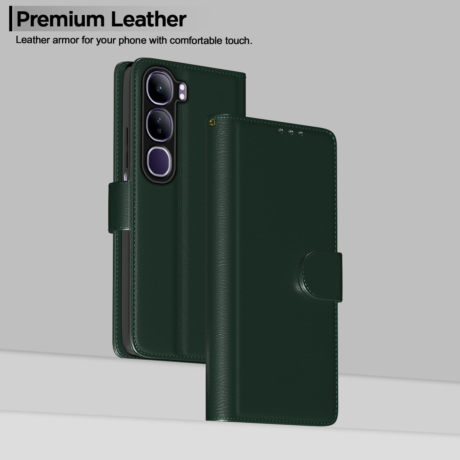 Vivo Y300 5G flip cover in green by Pikkme – photo 2