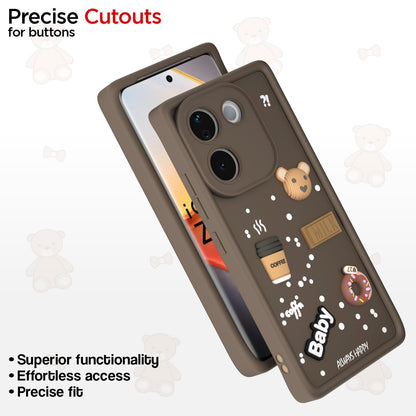 Pikkme Vivo T3 Pro 5G / iQOO Z9s Pro 5G  Cute Fun Cartoon 3D Bear Coffee Back Cover (Brown)