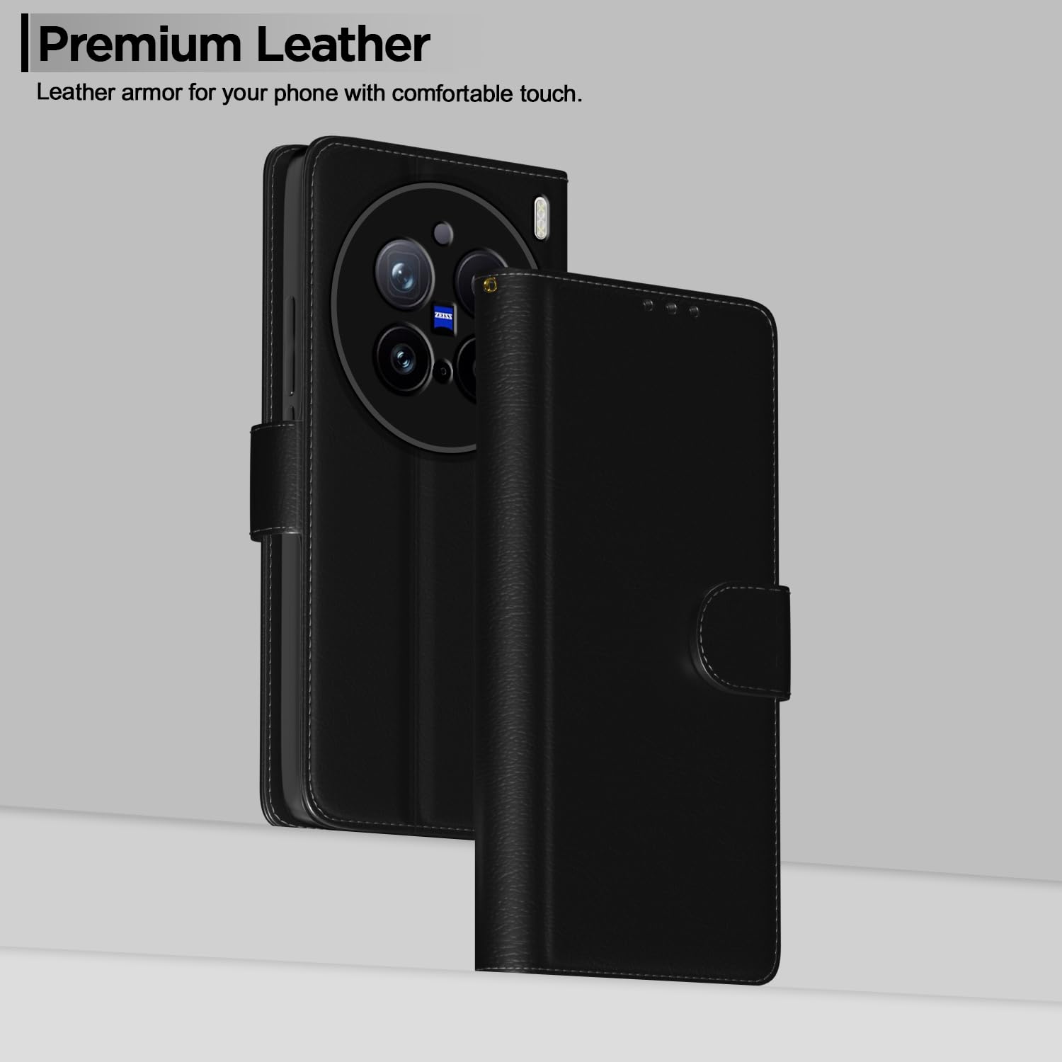 Vivo X200 Pro 5G Wallet flip cover in black by Pikkme – photo 2