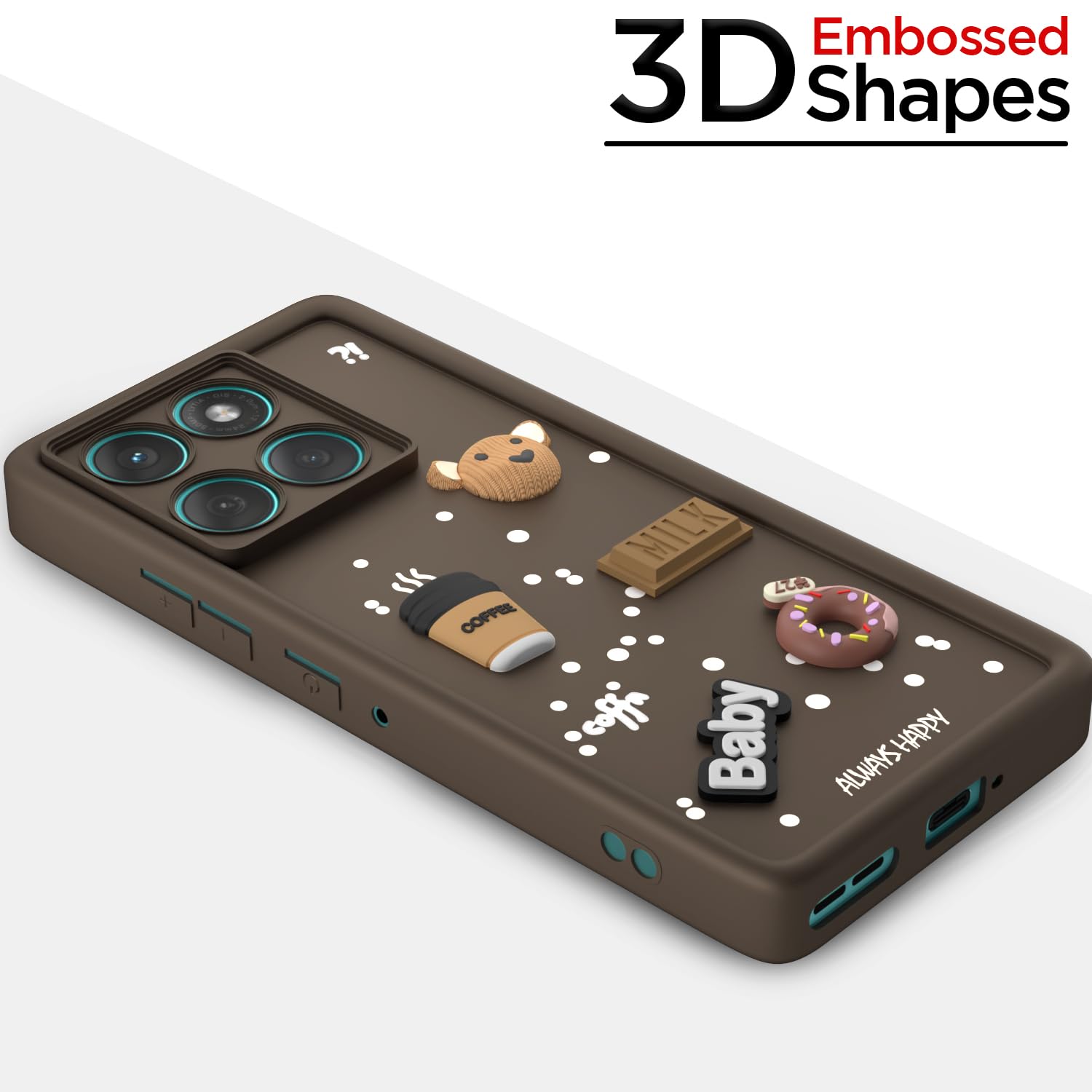 Pikkme Motorola Moto Edge 60 Fusion 5G Cute Fun Cartoon 3D Bear Coffee Back Cover (Brown)