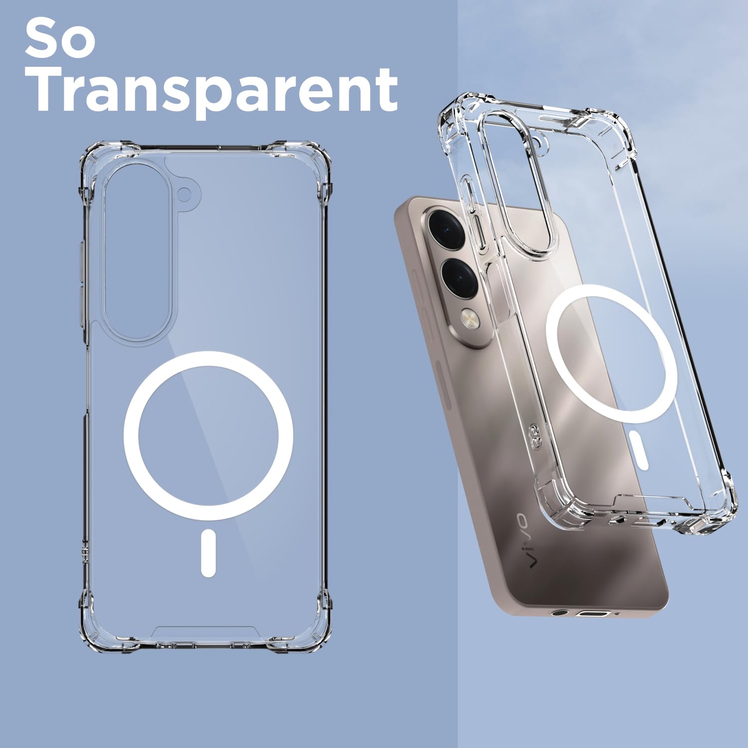 Pikkme transparent mag-safe MagSafe back cover for iQOO Z10 Lite 5G/Vivo T4 Lite 5G/Y19 5G/Y19e/Y04 4G/Y29s 5G – photo 2
