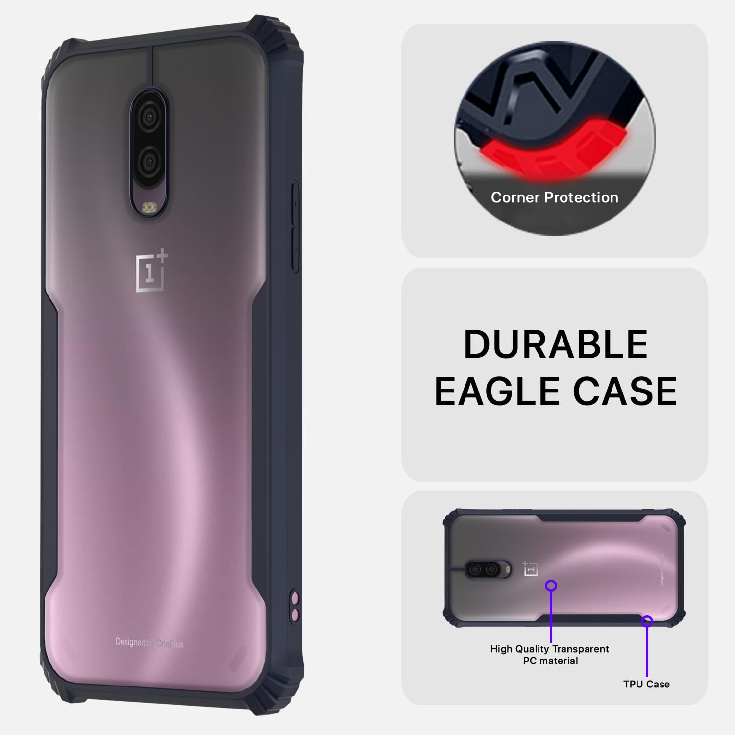 Pikkme OnePlus 6T Eagle Back Cover (Blue)