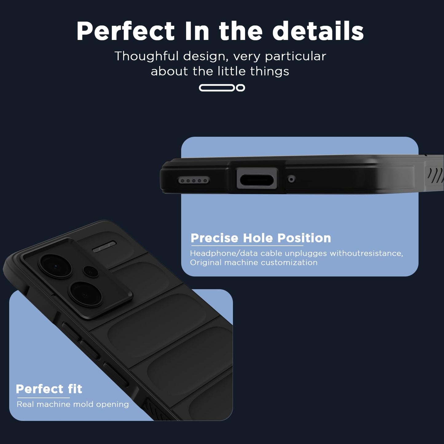 Pikkme Redmi Note 13 Pro Plus 5G ZigZag Back Cover (Black)